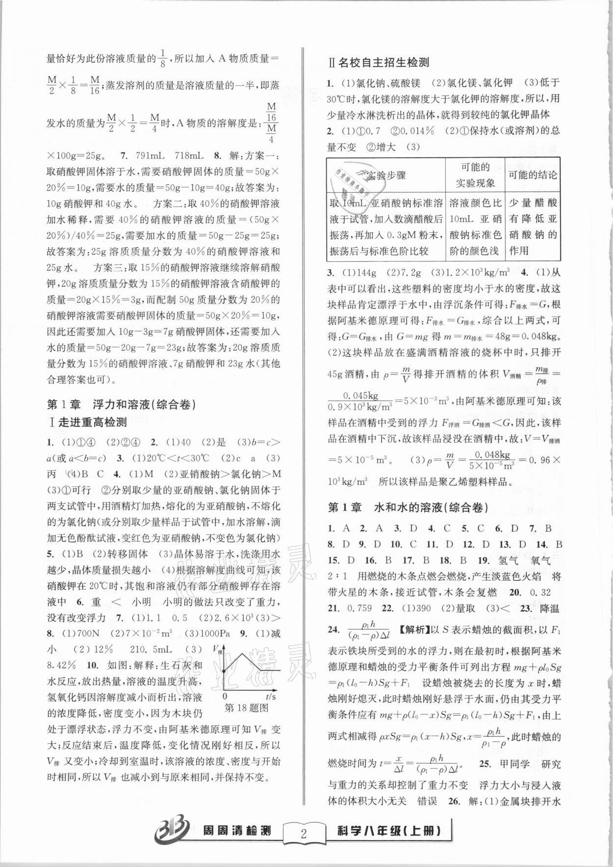 2020年尖子生周周清检测八年级科学上册浙教版 第2页