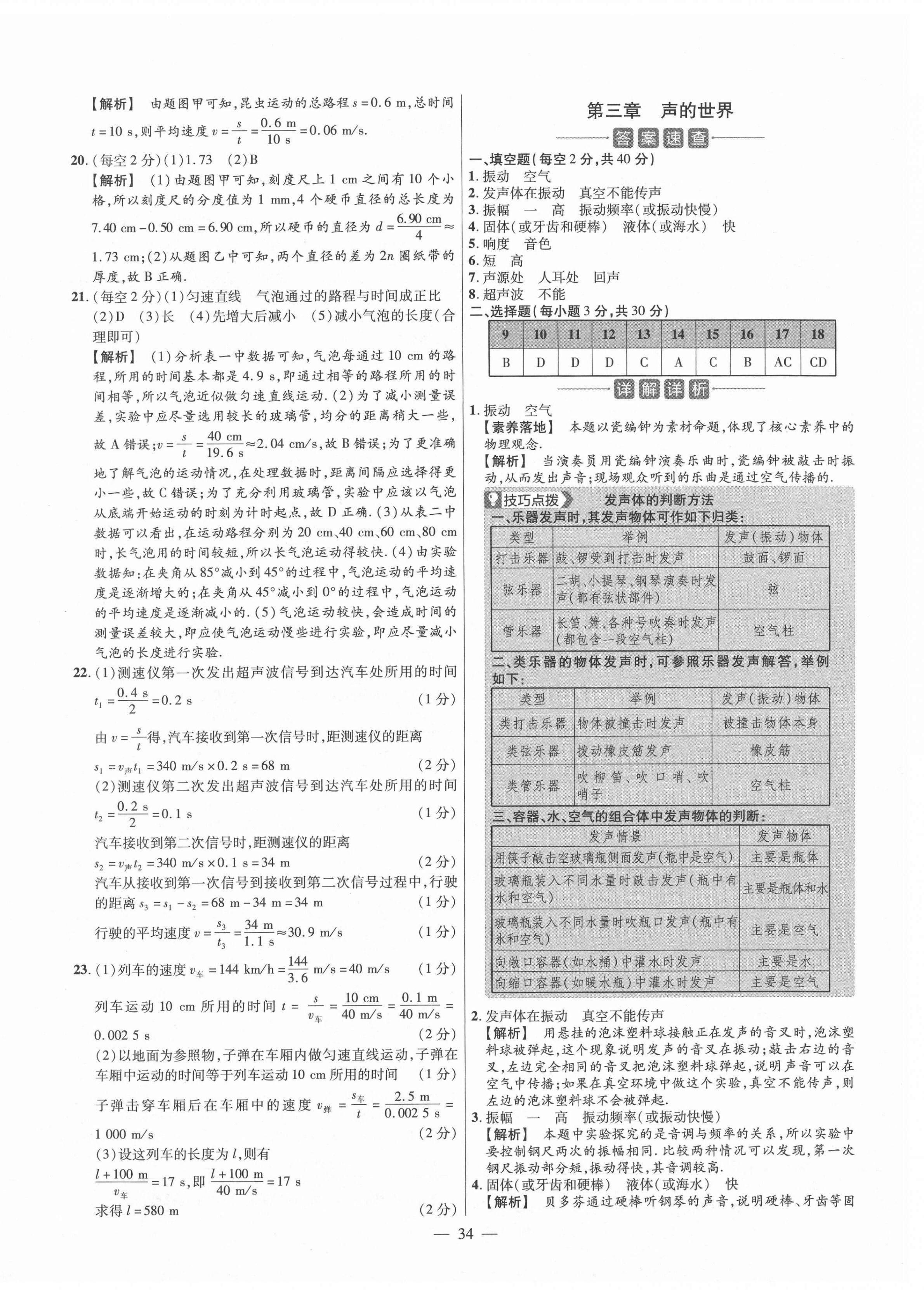 2020年金考卷活頁(yè)題選八年級(jí)物理上冊(cè)滬科版 參考答案第4頁(yè)