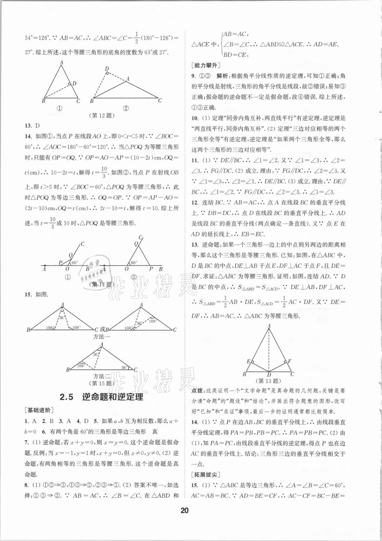 2020年拔尖特训八年级数学上册浙教版 参考答案第19页