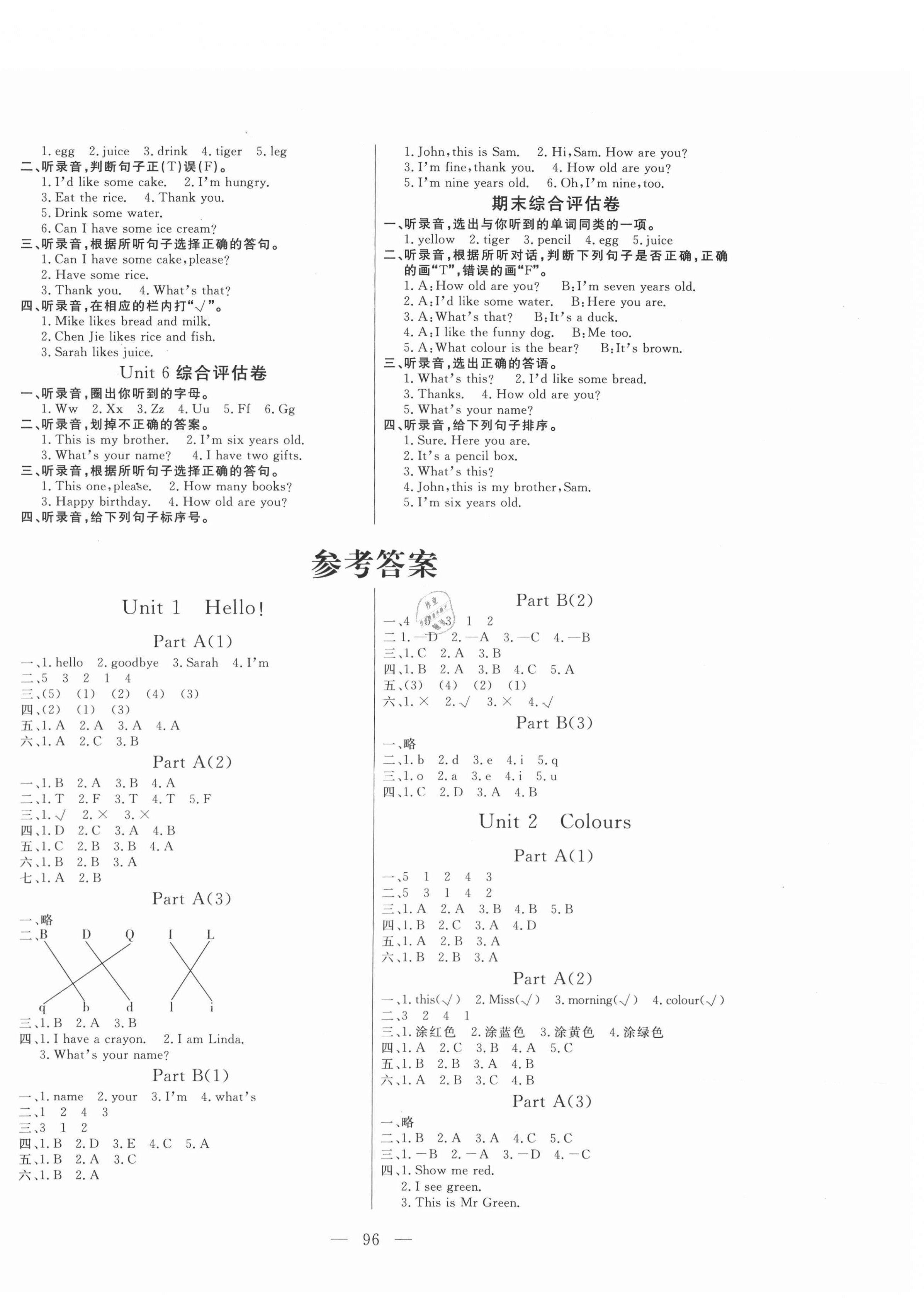 2020年?duì)钤憔氄n時(shí)優(yōu)化設(shè)計(jì)三年級(jí)英語(yǔ)上冊(cè)人教版 第1頁(yè)