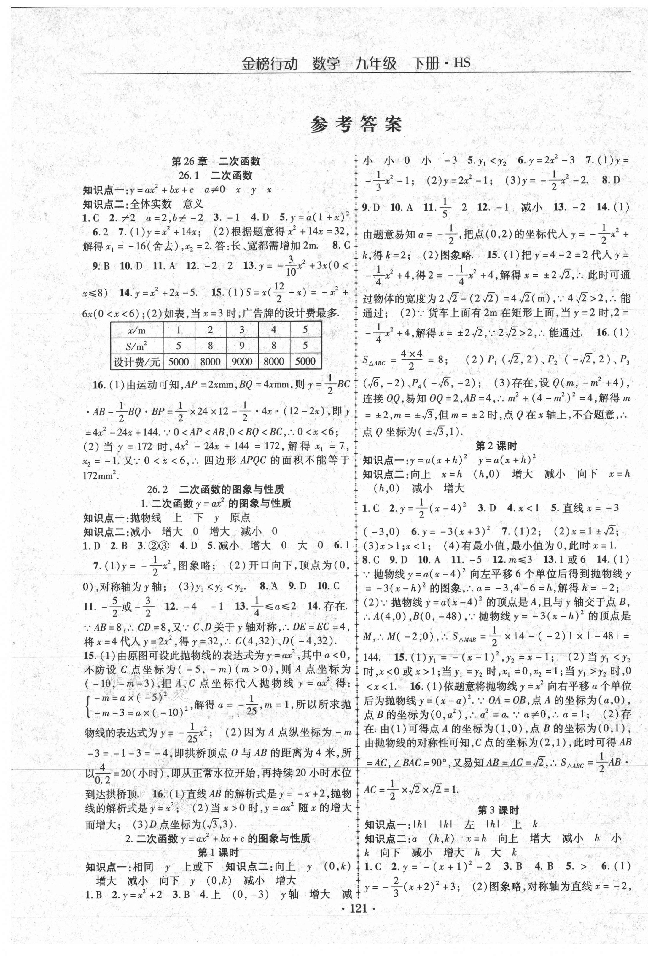 2021年金榜行动九年级数学下册华师大版 第1页