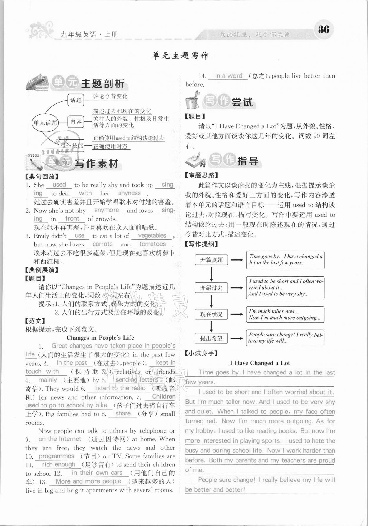 2020年課堂點睛九年級英語上冊人教版河北專版 參考答案第36頁