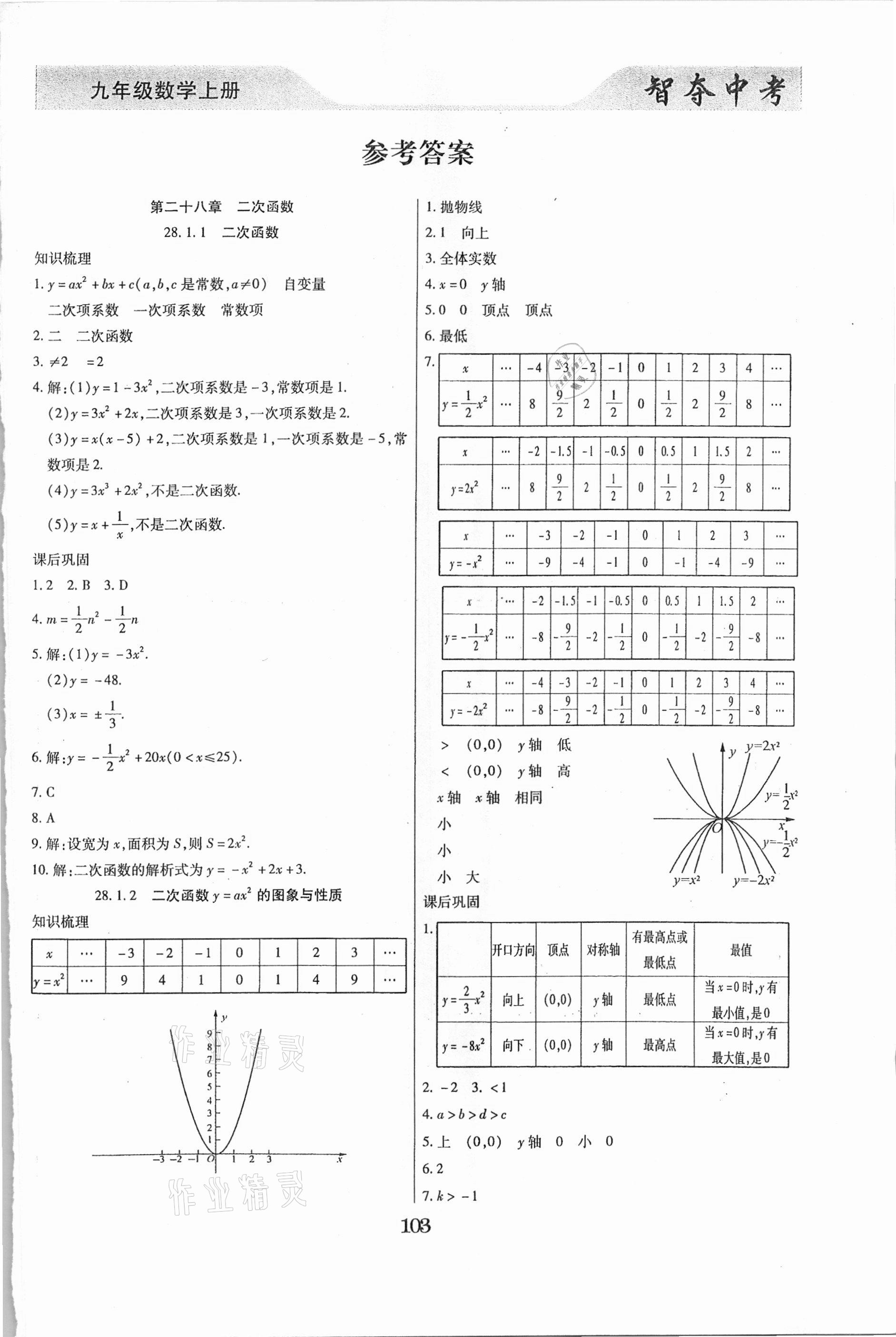 2020年智奪中考九年級數學上冊人教版哈爾濱市專版 第1頁