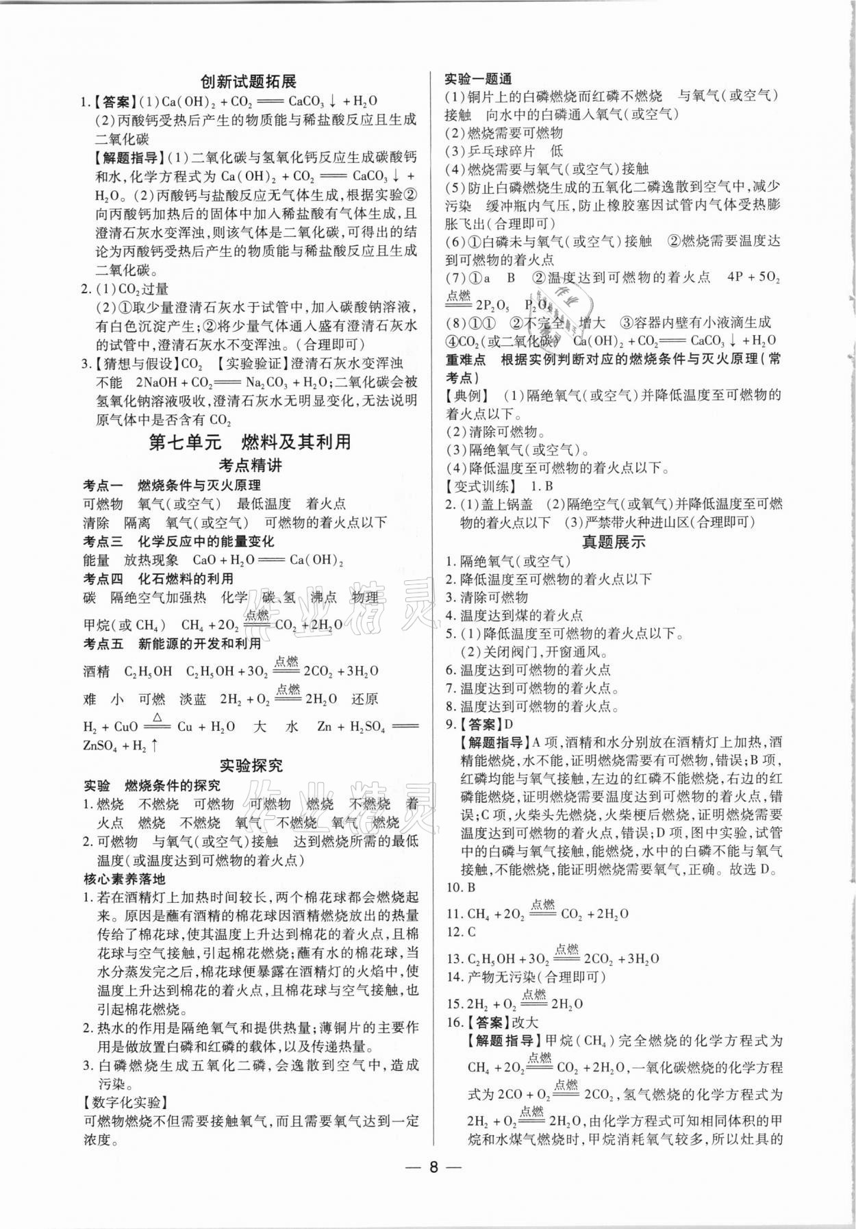 2021年鼎成中考精准提分化学河南专版 参考答案第8页