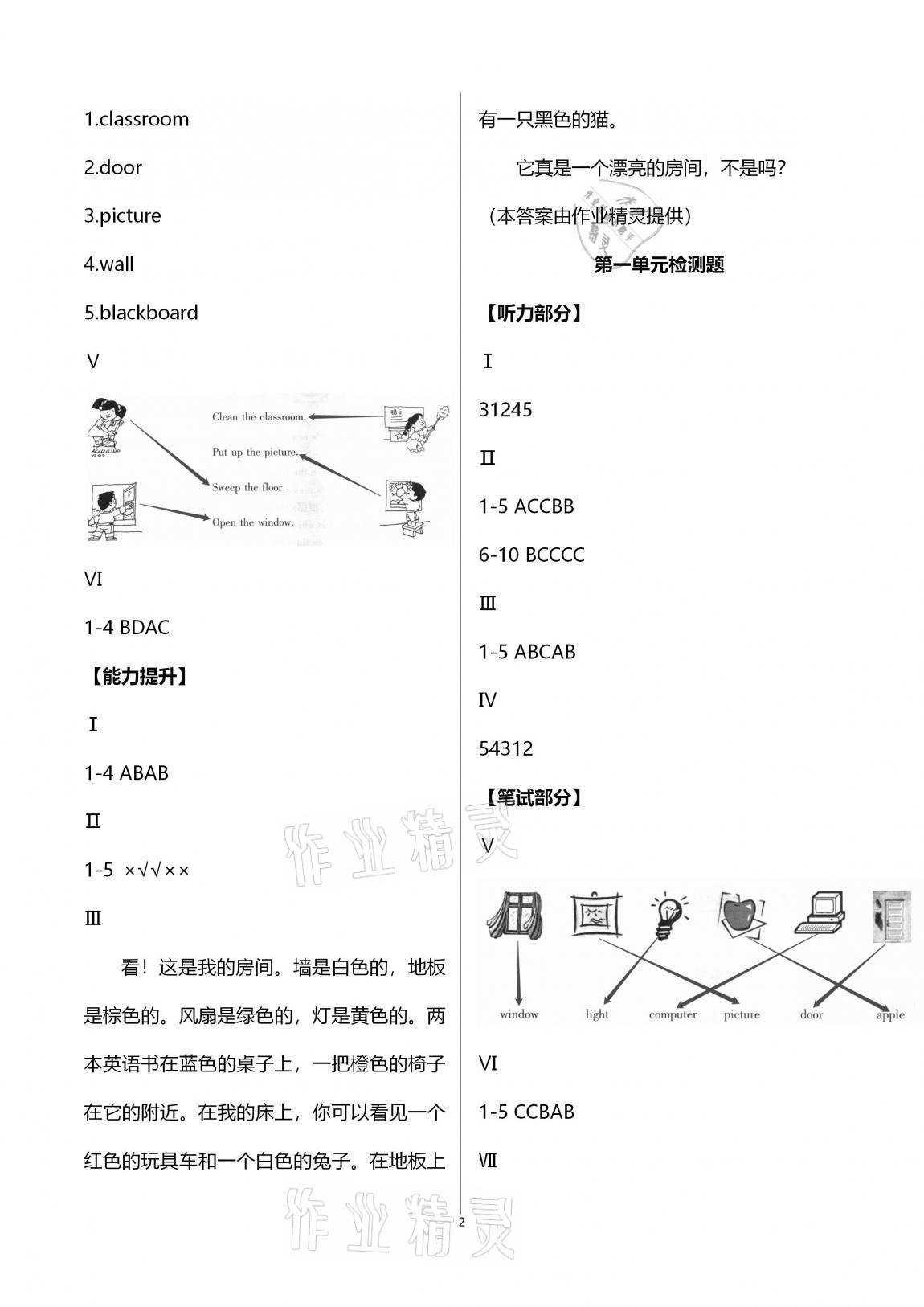 2020年小學(xué)同步練習(xí)冊(cè)四年級(jí)英語上冊(cè)人教版青島出版社 參考答案第2頁