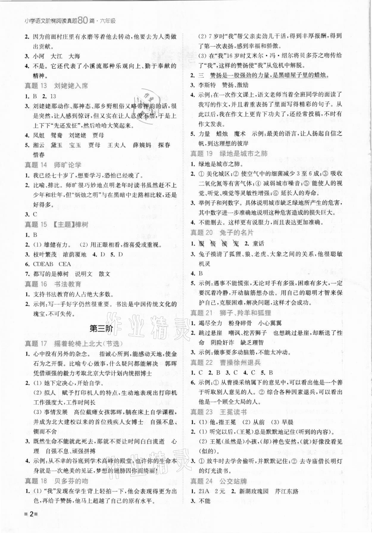 2020年小学语文阶梯阅读真题80篇六年级部编版 第2页