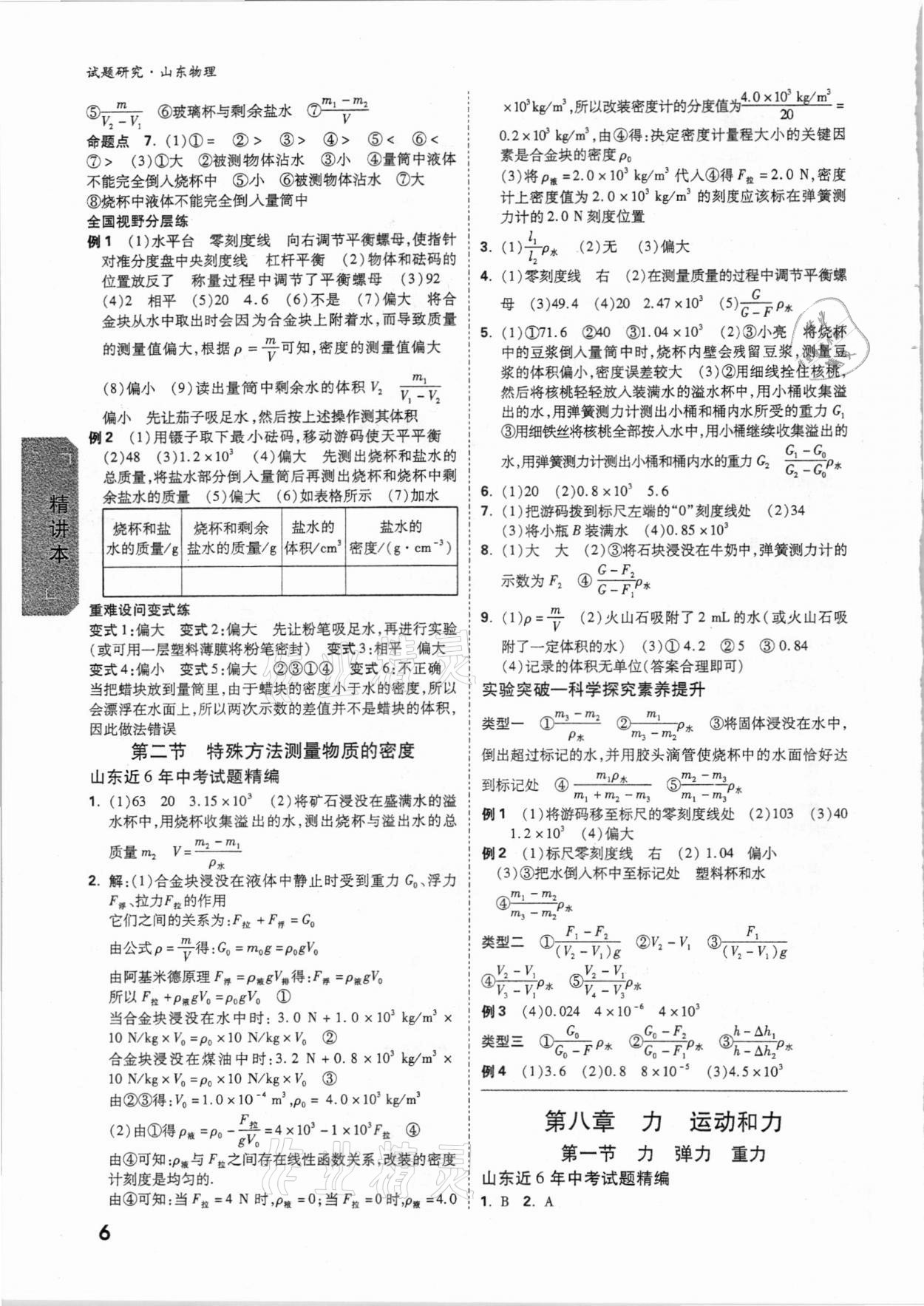 2021萬唯中考試題研究物理山東專版 參考答案第5頁