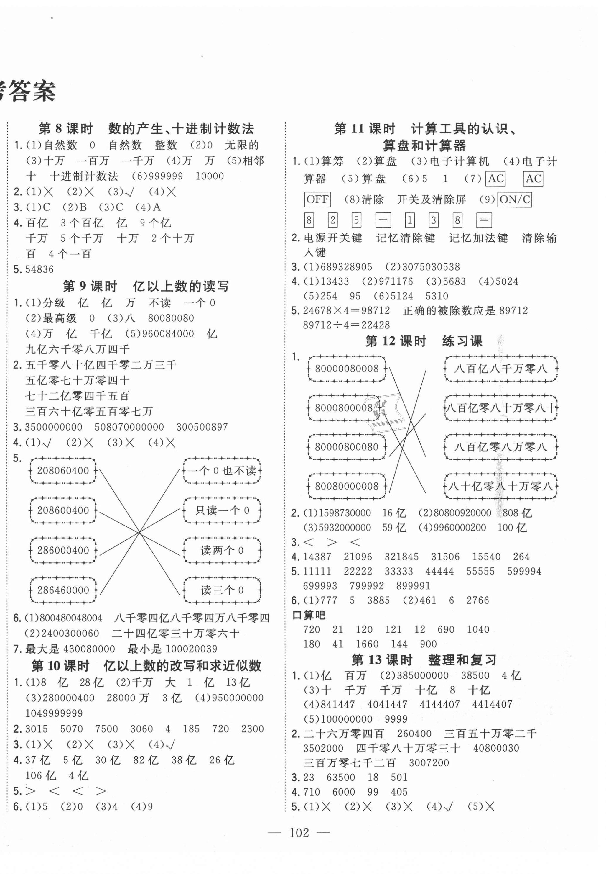 2020年課時(shí)特訓(xùn)優(yōu)化作業(yè)本四年級(jí)數(shù)學(xué)上冊(cè)人教版 第2頁(yè)