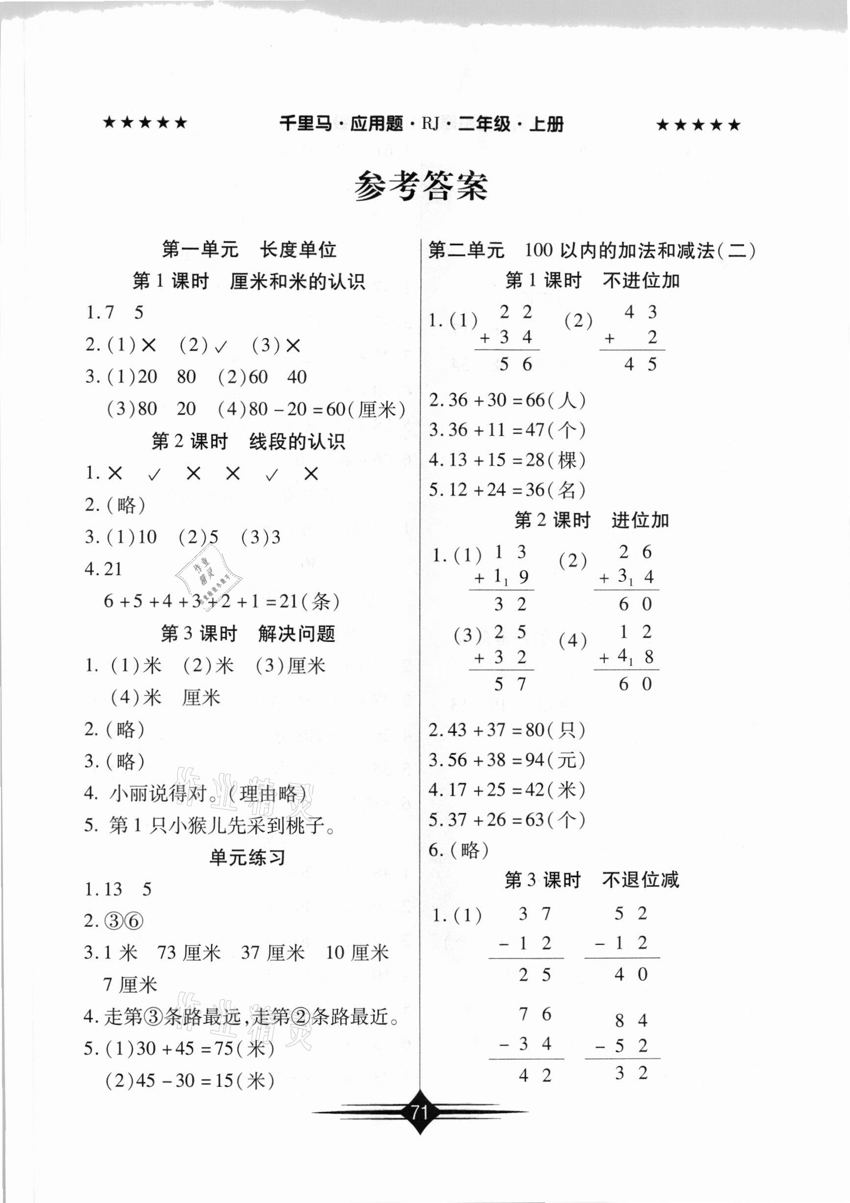 2020年千里馬應用題二年級數(shù)學上冊人教版 第1頁