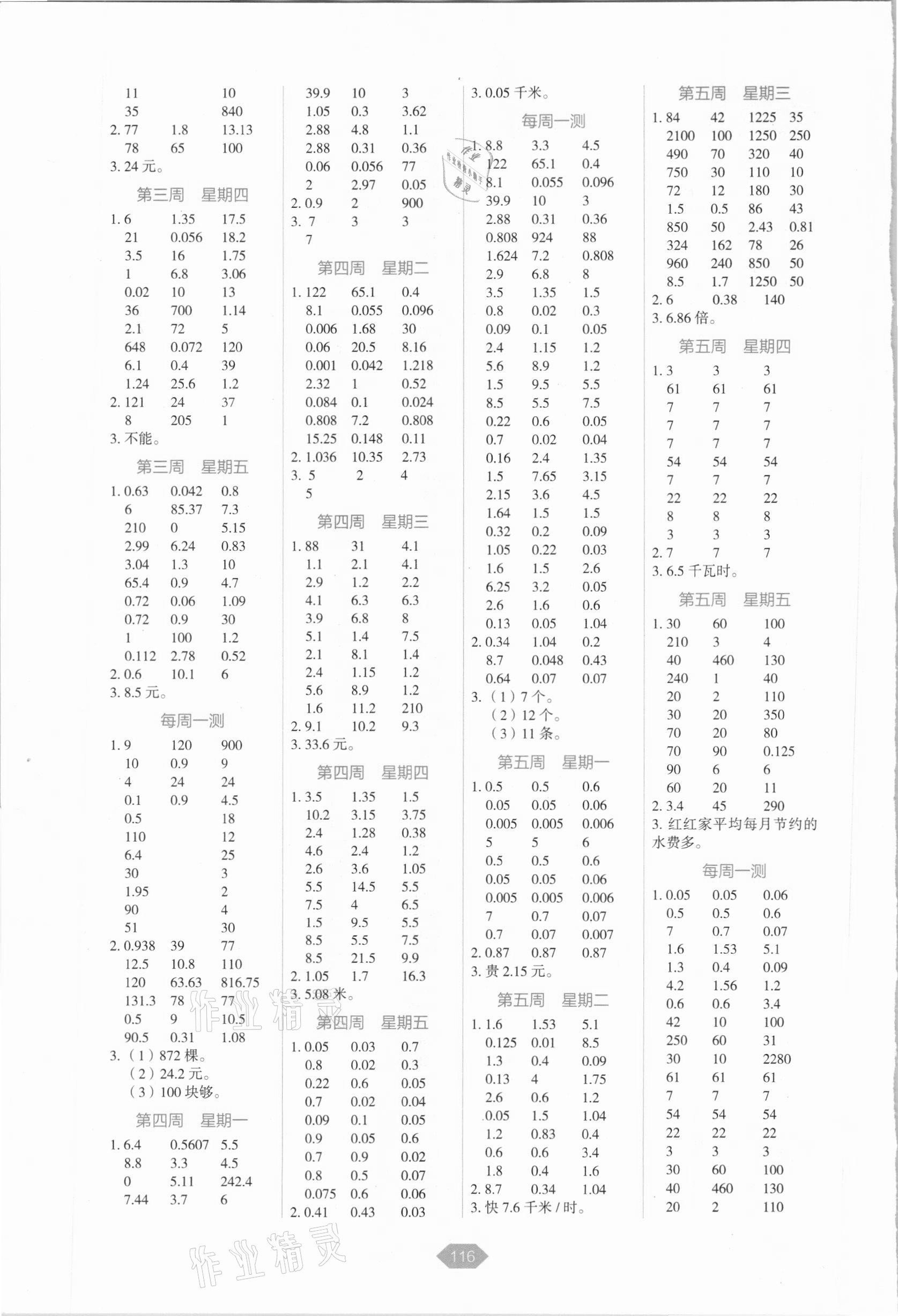 2020年小學數(shù)學口算冠軍五年級上冊人教版 第2頁