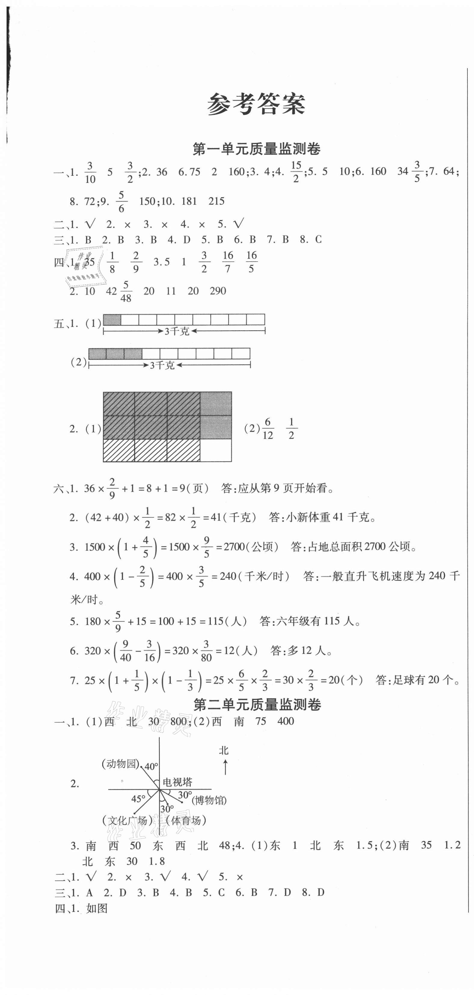 2020年一線名師質(zhì)量監(jiān)測卷六年級數(shù)學(xué)上冊人教版云南專版 第1頁