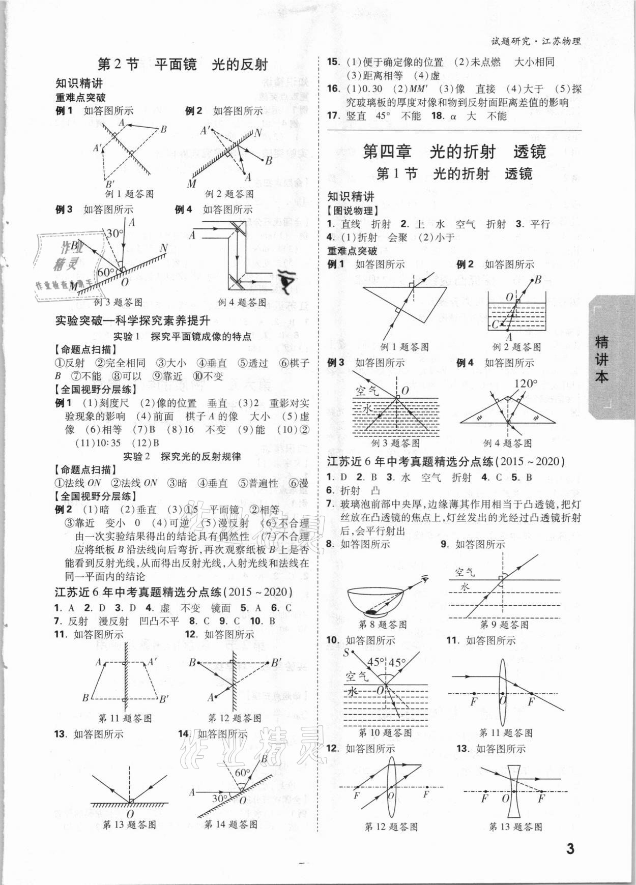 2021年萬(wàn)唯中考試題研究物理蘇科版江蘇專版 參考答案第2頁(yè)