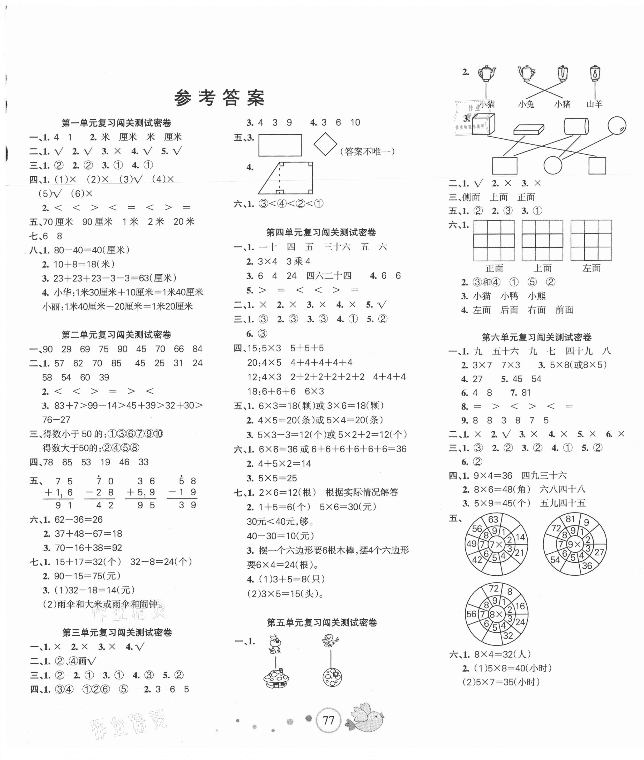 2020年課堂達(dá)優(yōu)期末沖刺100分二年級(jí)數(shù)學(xué)上冊(cè)人教版 第1頁(yè)