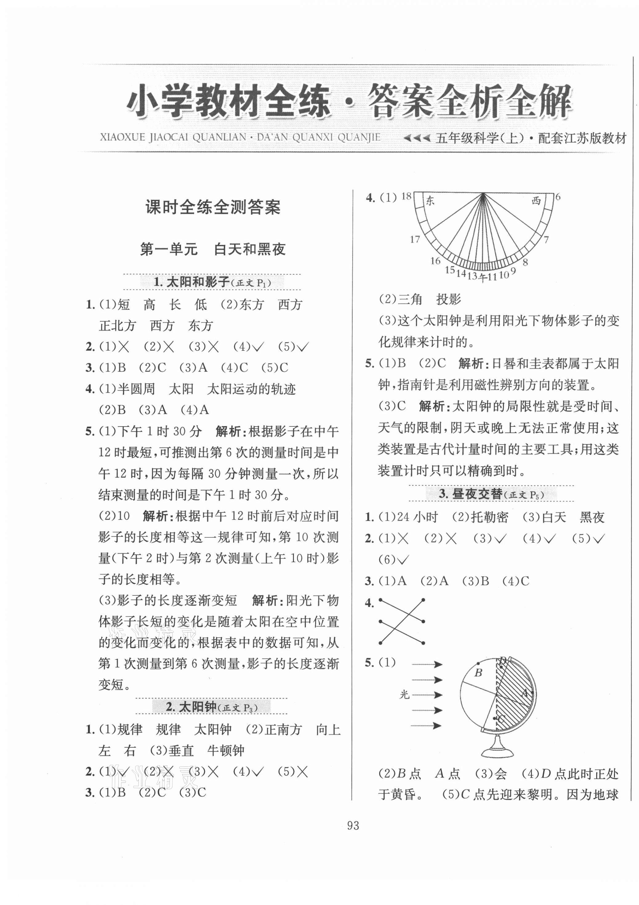 2020年教材全練五年級(jí)科學(xué)上冊(cè)江蘇版 第1頁(yè)