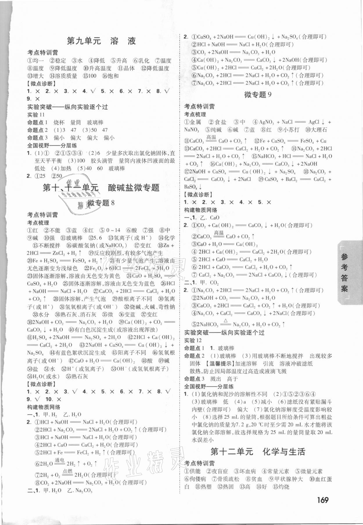 2021年萬唯中考試題研究化學(xué)甘肅專版 參考答案第5頁