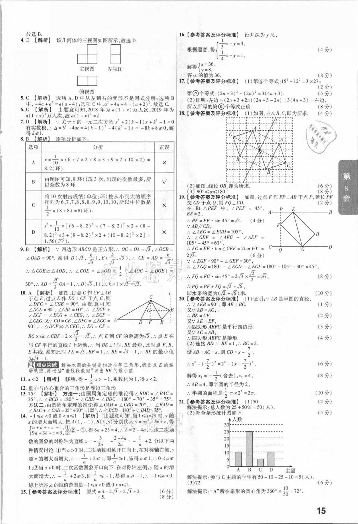 2021年金考卷安徽中考45套匯編數(shù)學(xué) 參考答案第15頁