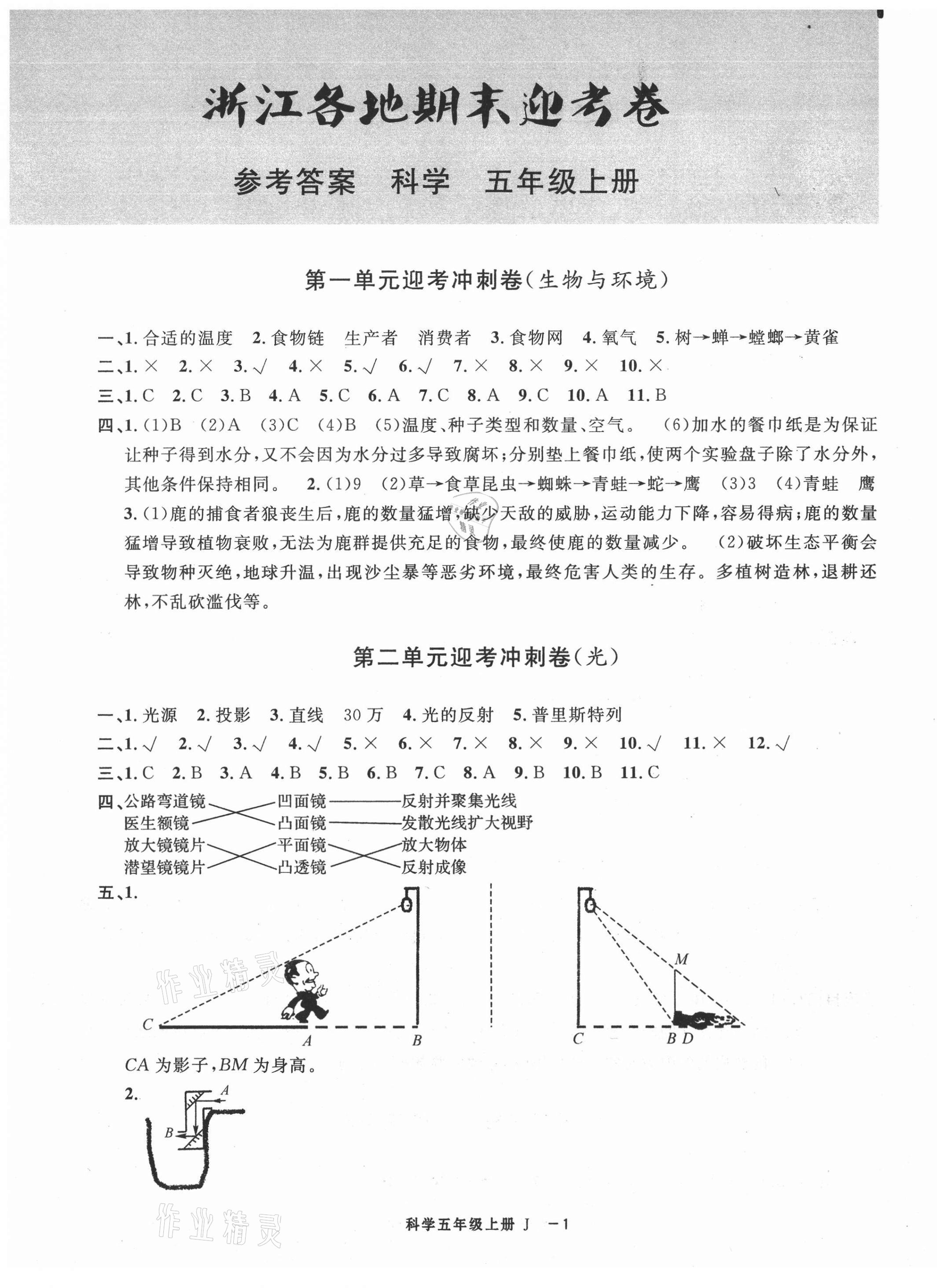 2020年浙江各地期末迎考卷五年級科學(xué)上冊教科版 第1頁