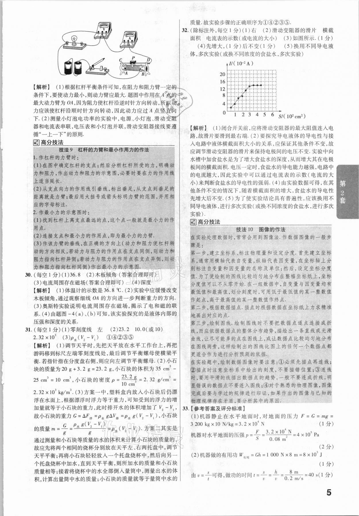 2021年金考卷陕西中考45套汇编物理 参考答案第5页