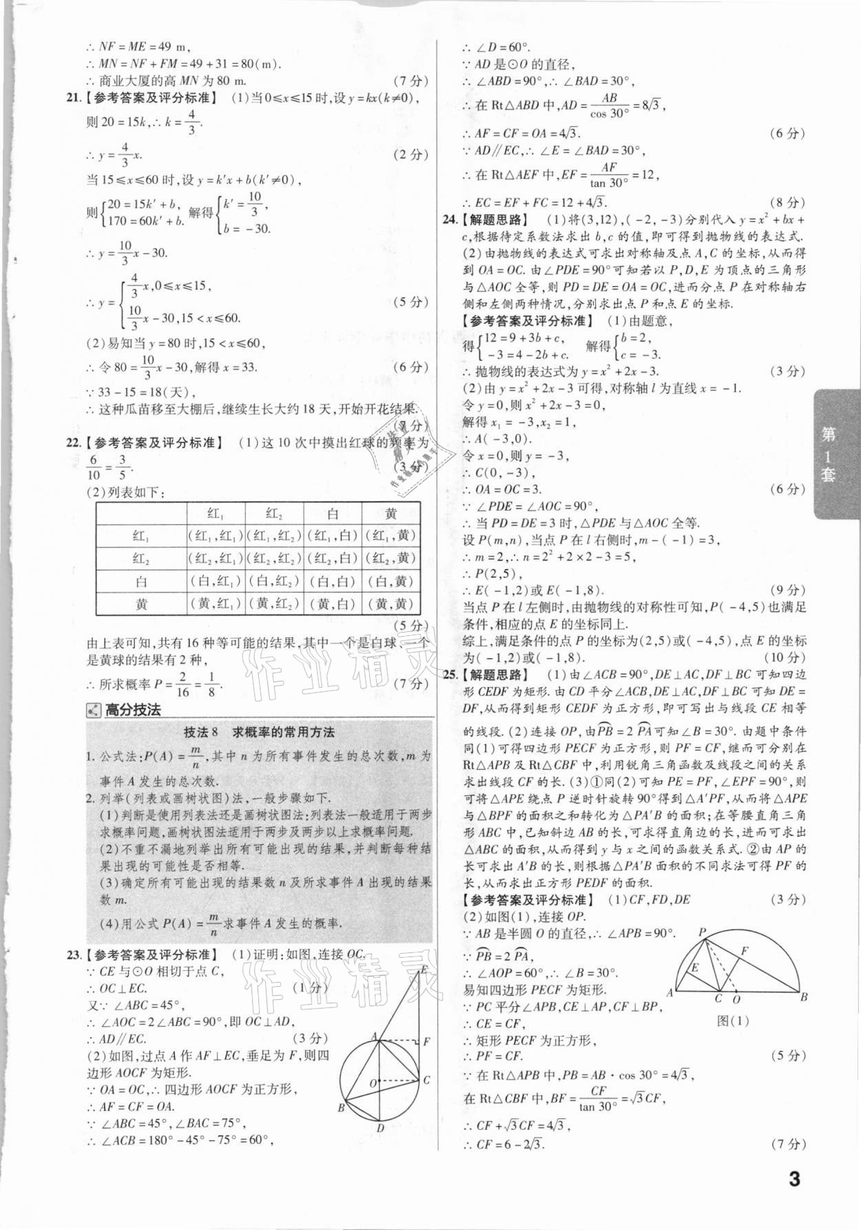 2021年金考卷陜西中考45套匯編數(shù)學(xué) 參考答案第3頁