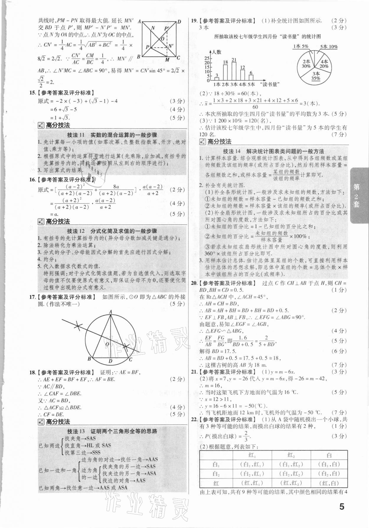 2021年金考卷陜西中考45套匯編數學 參考答案第5頁