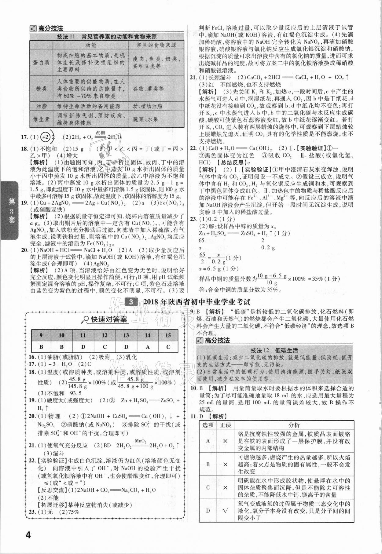 2021年金考卷陜西中考45套匯編化學(xué) 參考答案第4頁