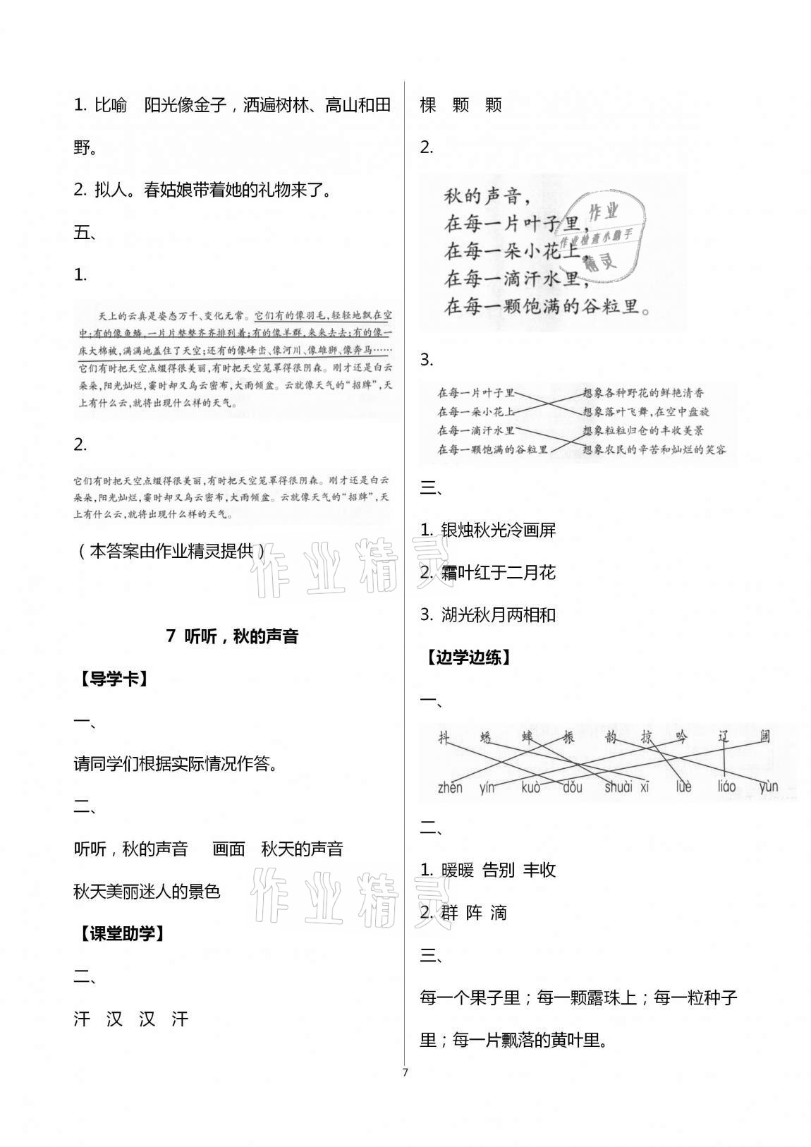 2020年新课堂学习与探究三年级语文上册人教版聊城专版 第7页