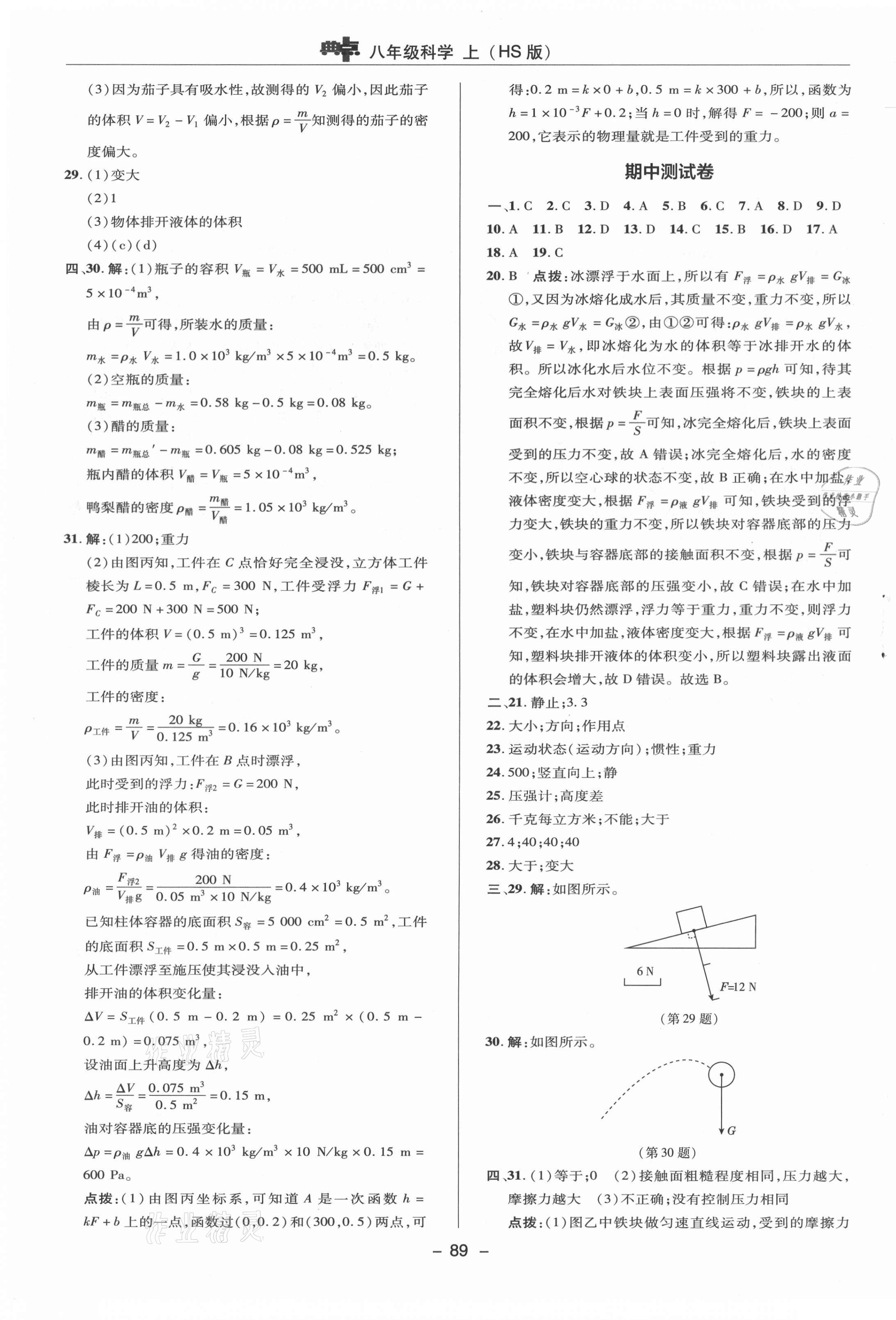 2020年綜合應(yīng)用創(chuàng)新題典中點(diǎn)八年級(jí)科學(xué)上冊(cè)華師大版 參考答案第3頁