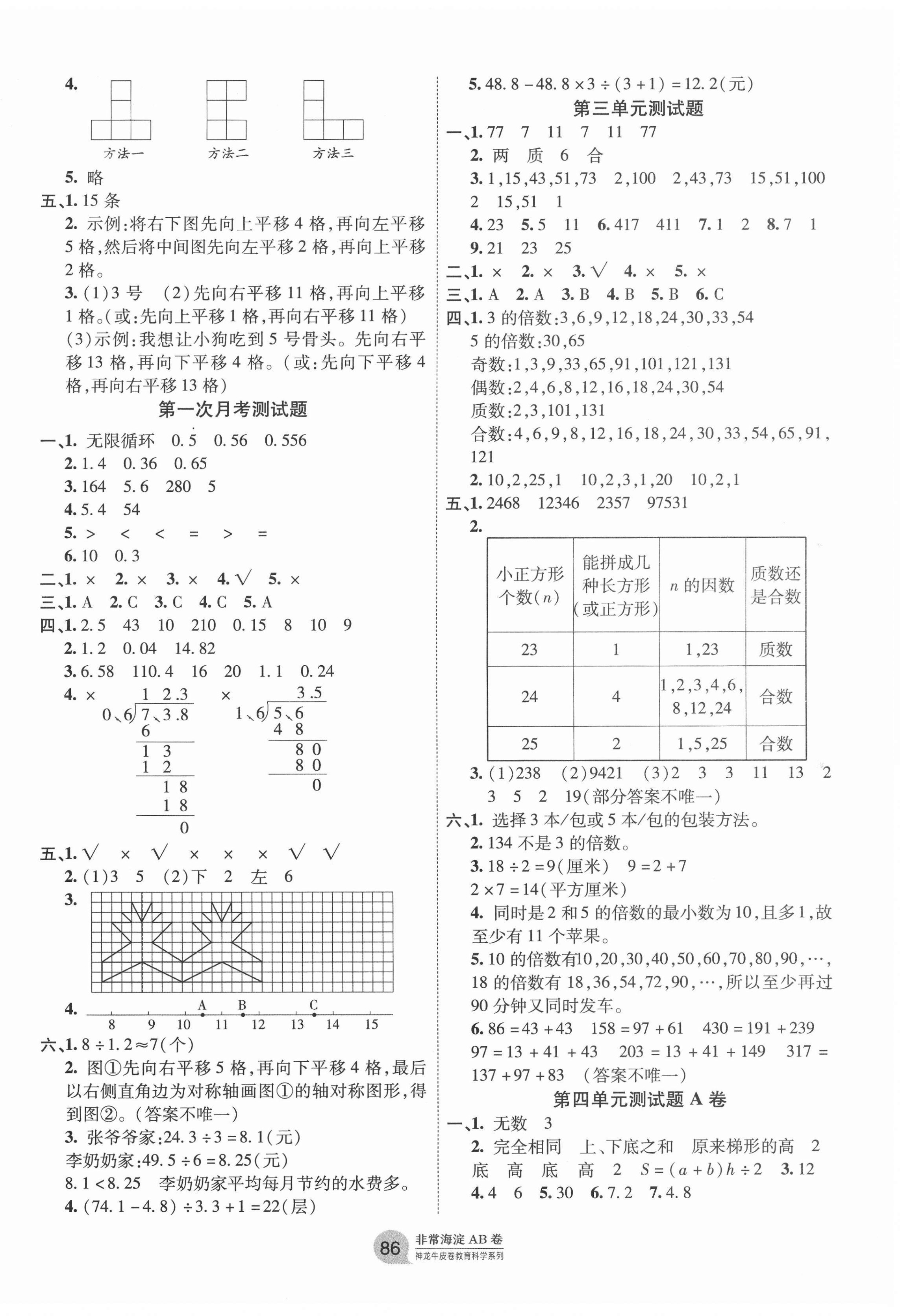 2020年海淀單元測試AB卷五年級數(shù)學上冊北師大版 第2頁