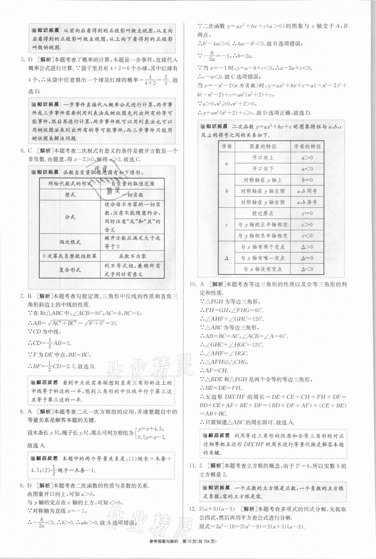 2021年春雨教育考必勝浙江省中考試卷精選數(shù)學 參考答案第10頁