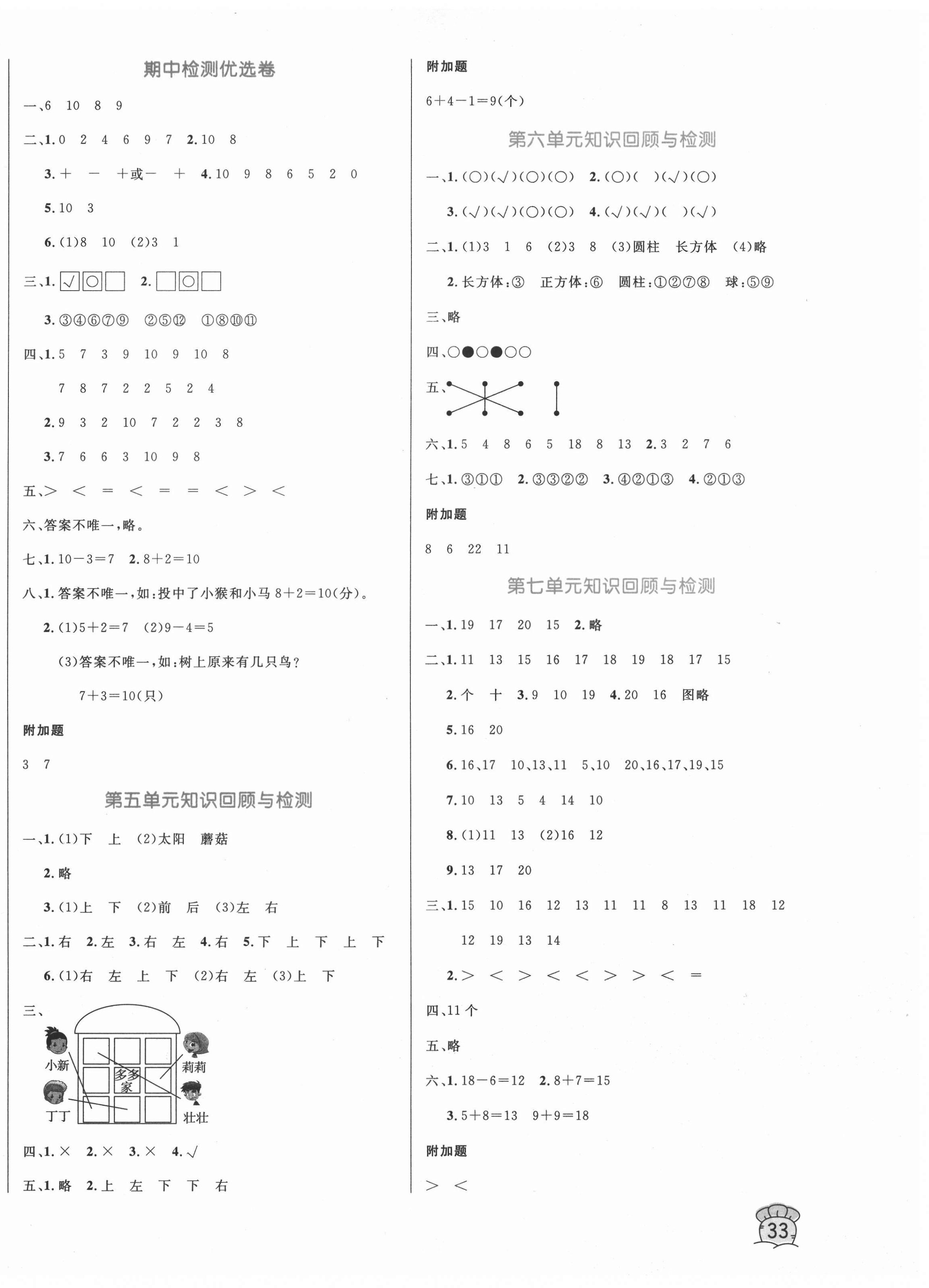 2020年黄冈名卷一年级数学上册北师大版 第2页