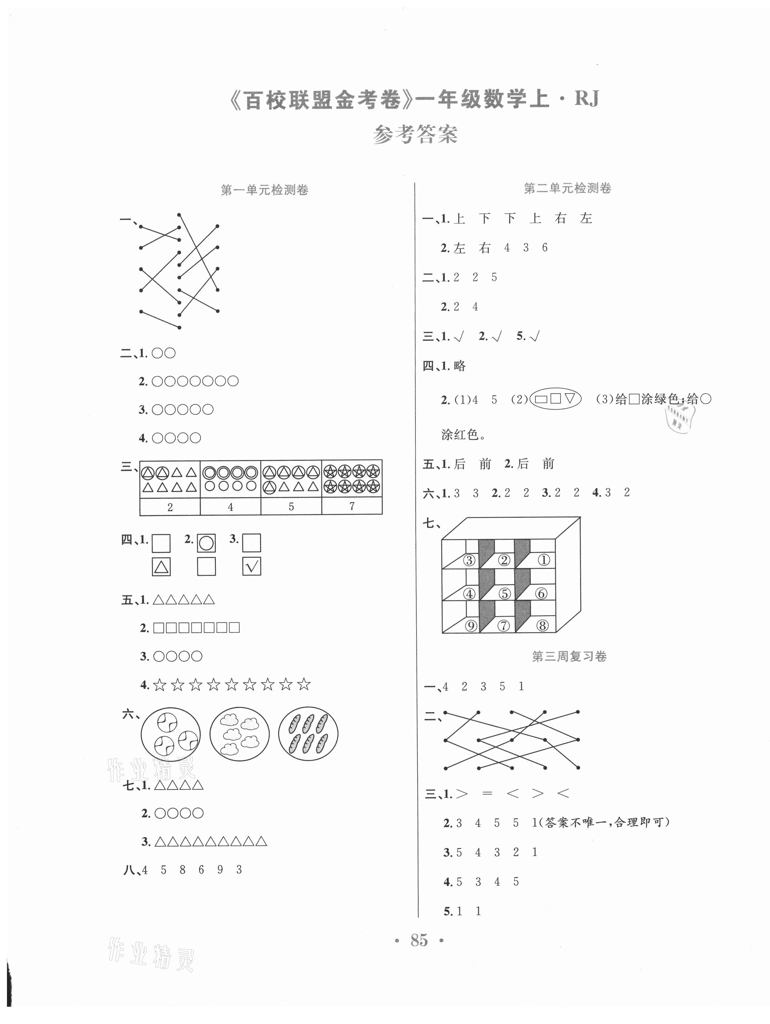 2020年百校聯(lián)盟金考卷一年級數(shù)學(xué)上冊人教版 第1頁