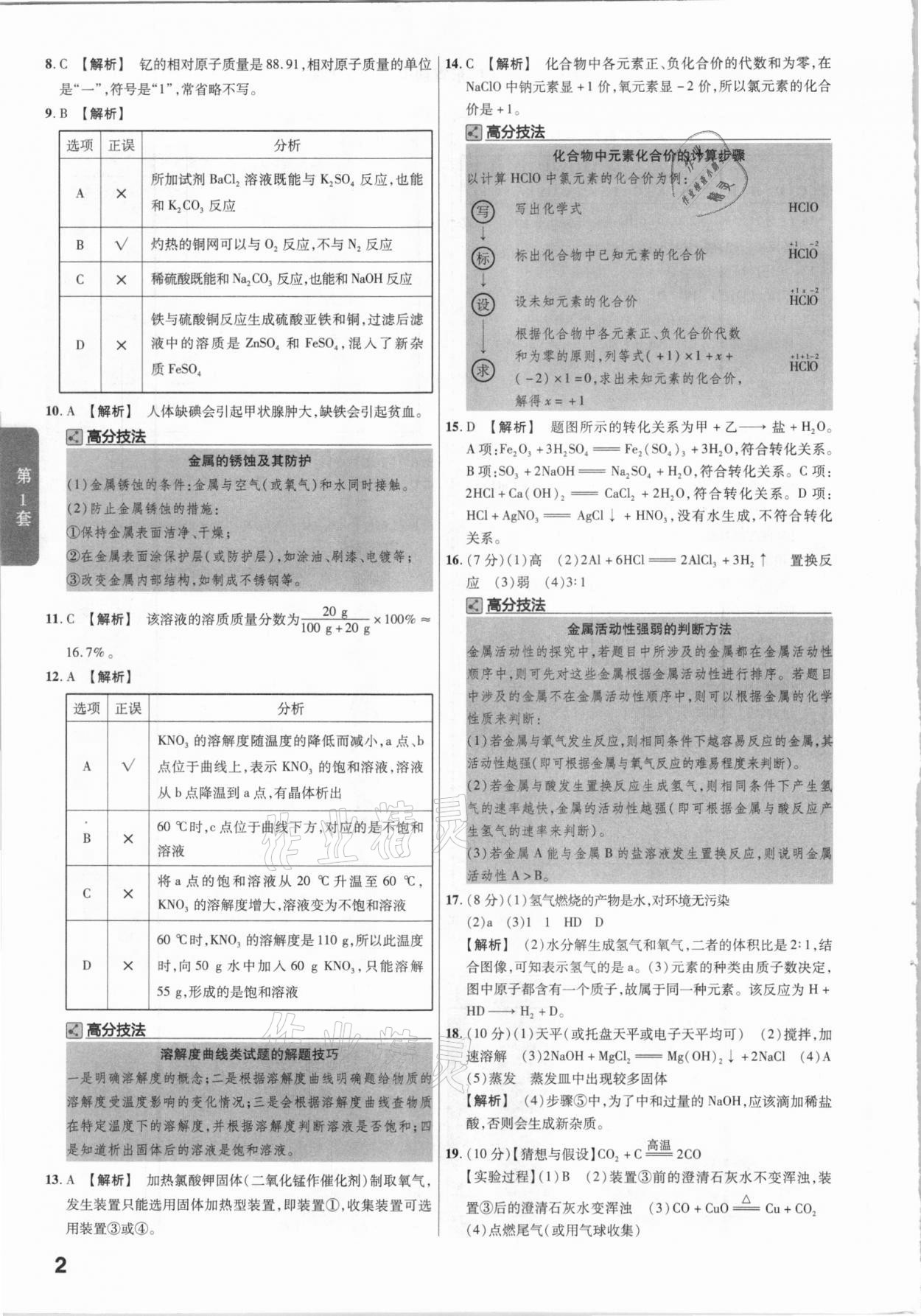 2021年金考卷廣東中考45套匯編化學(xué) 參考答案第2頁(yè)