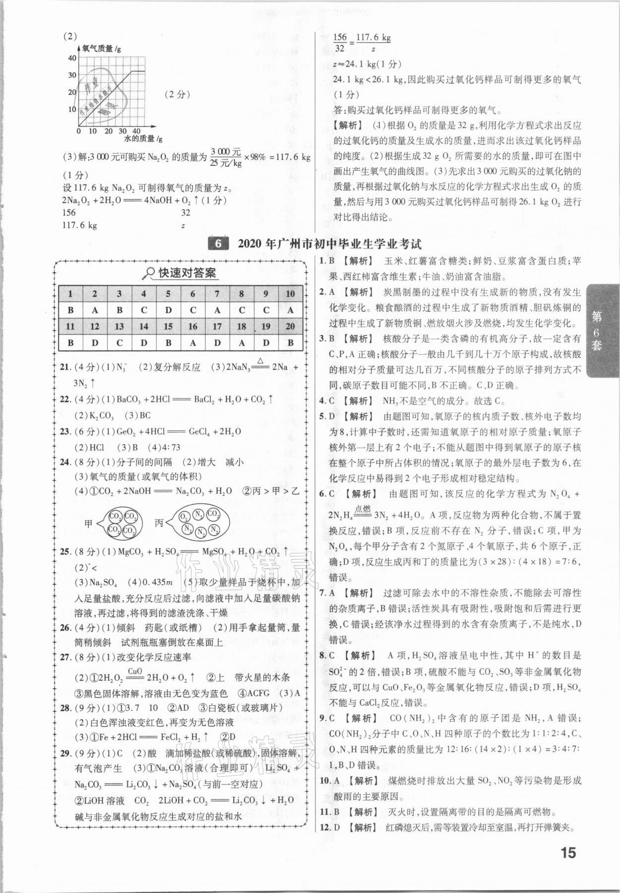 2021年金考卷廣東中考45套匯編化學(xué) 參考答案第15頁