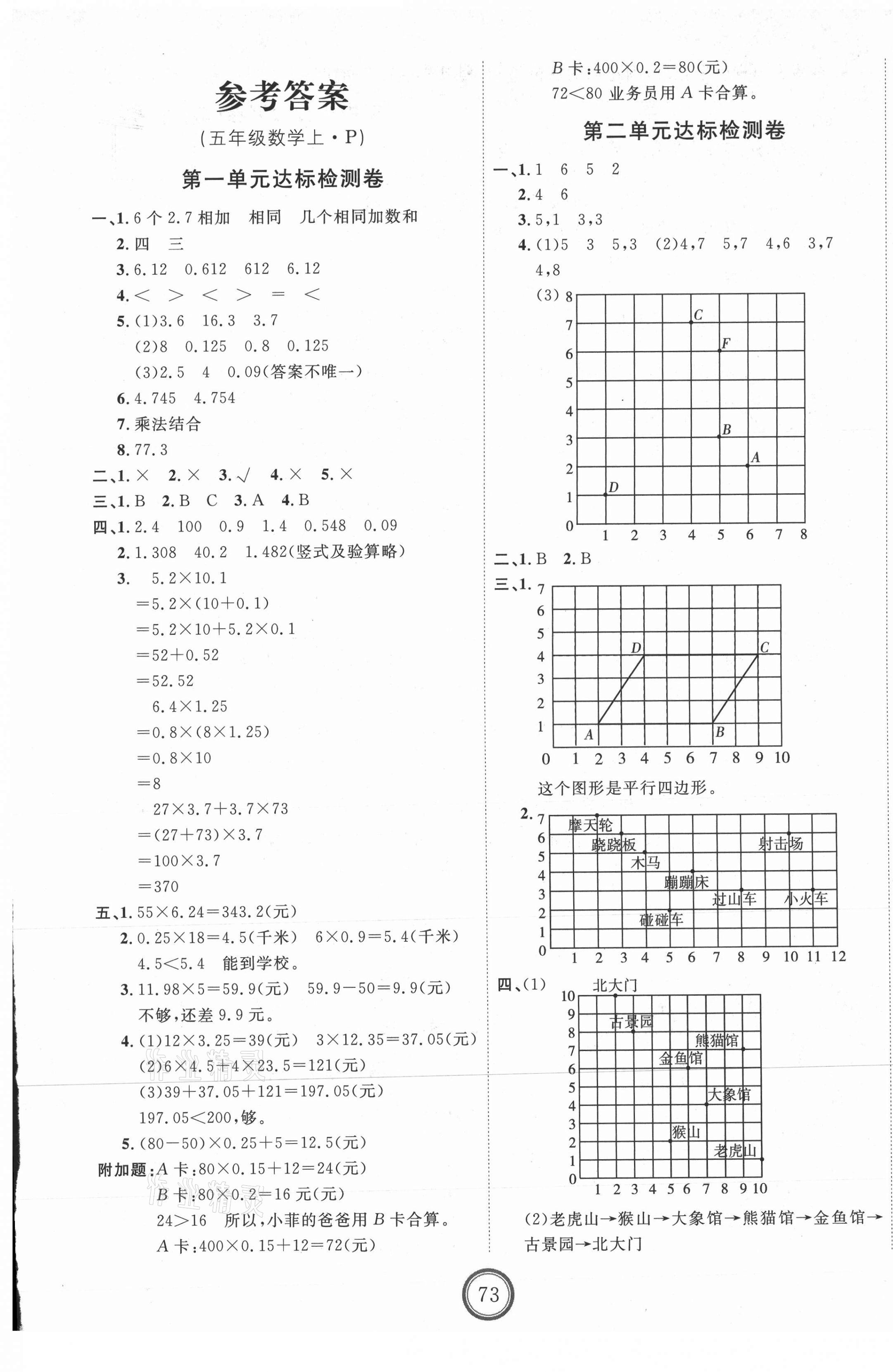 2020年优加密卷五年级数学上册人教版P版 第1页