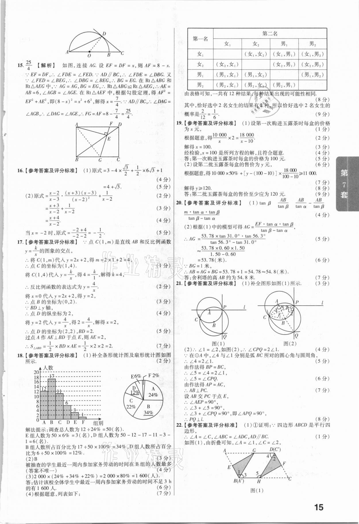 2021年金考卷山西中考45套匯編數(shù)學(xué) 第15頁