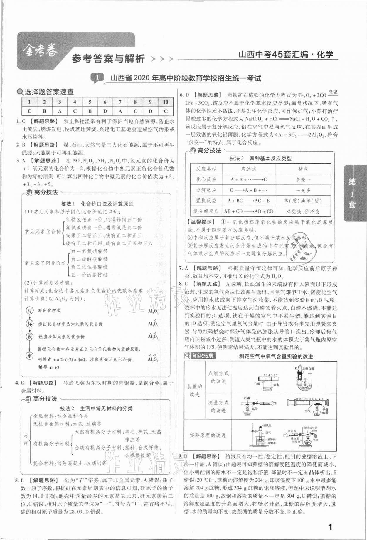 2021年金考卷山西中考45套匯編化學(xué) 第1頁