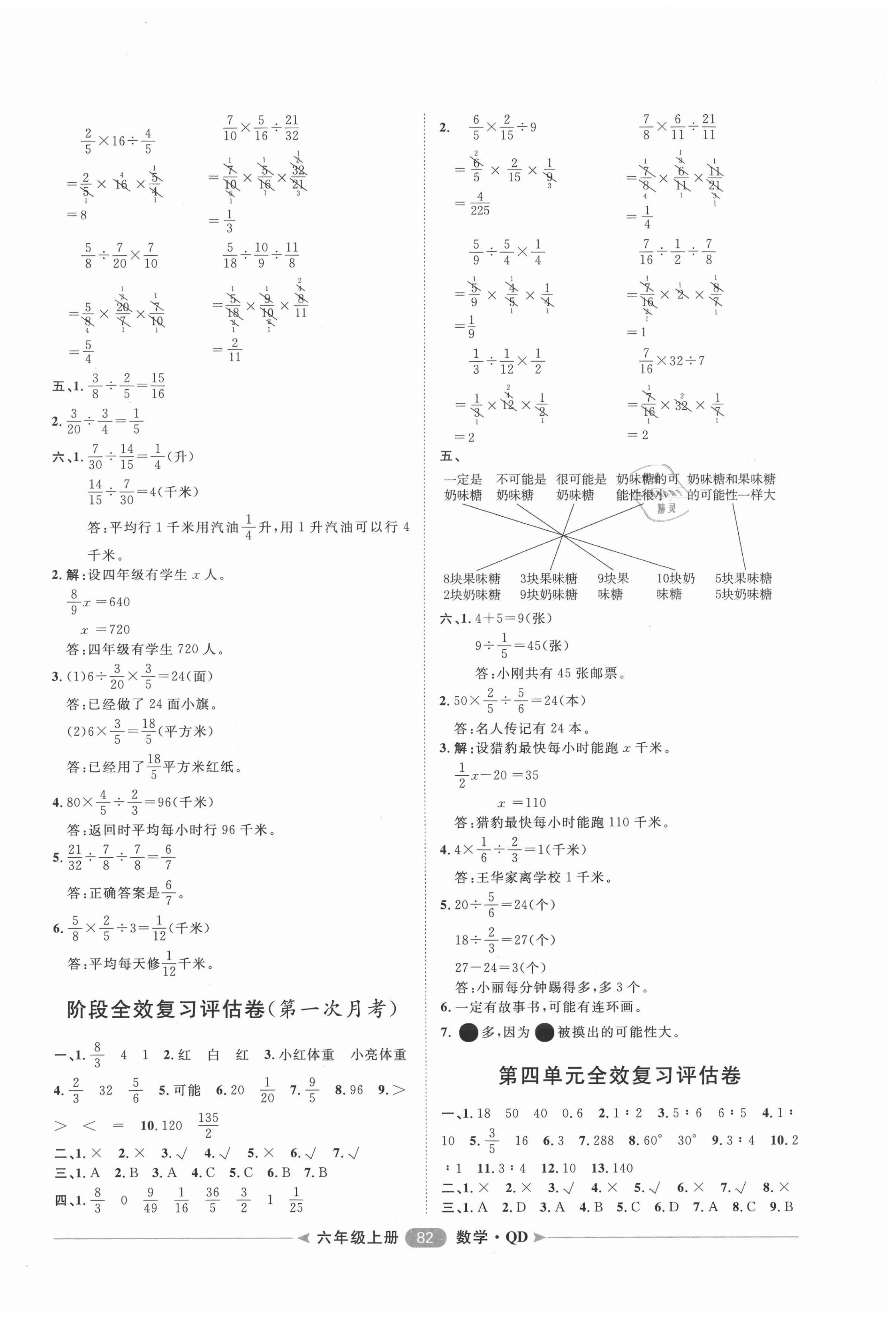 2020年陽光計劃第二步單元期末復(fù)習(xí)與評價六年級數(shù)學(xué)上冊青島版 第2頁