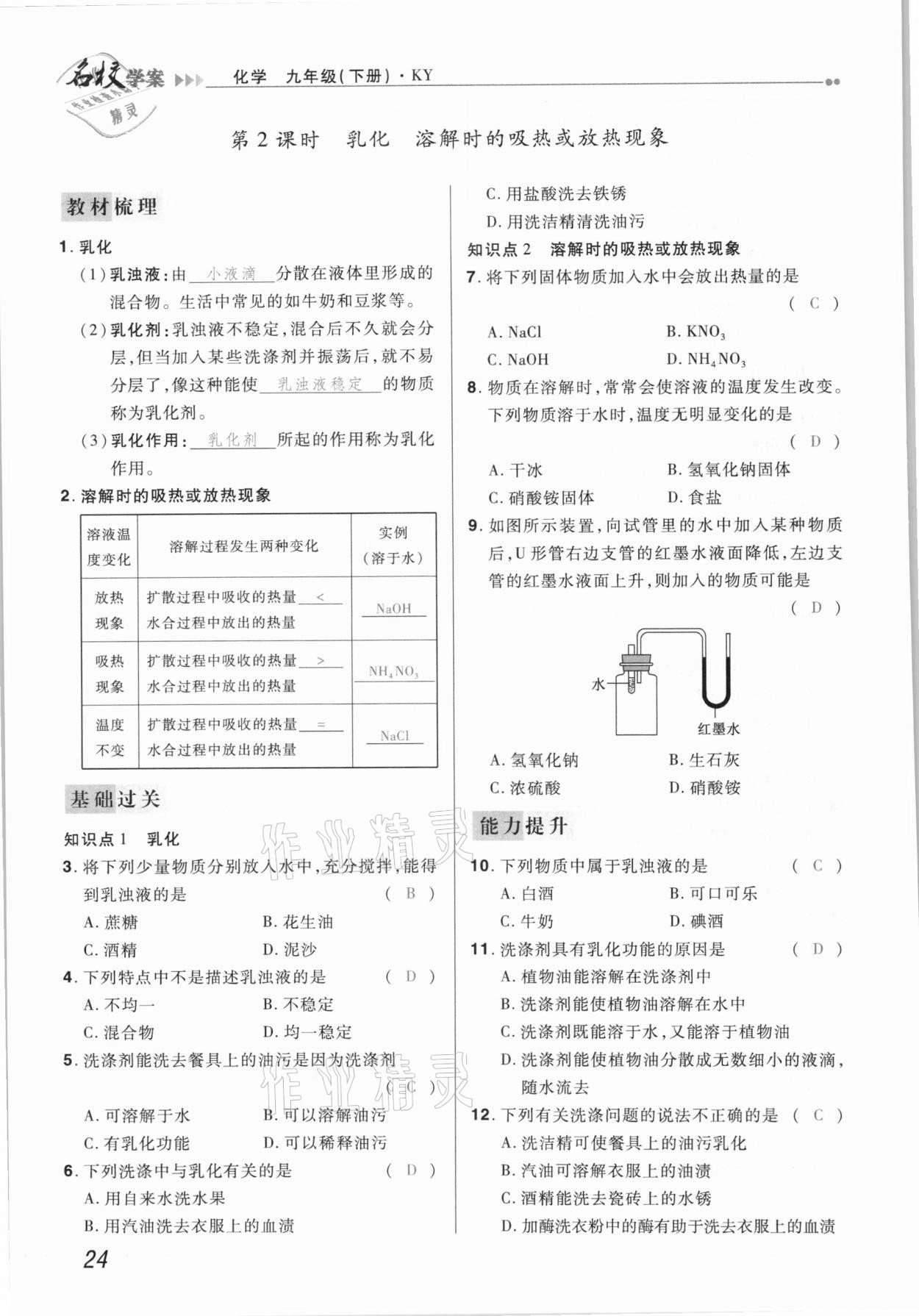 2021年国华作业本名校学案九年级化学下册科粤版 第24页