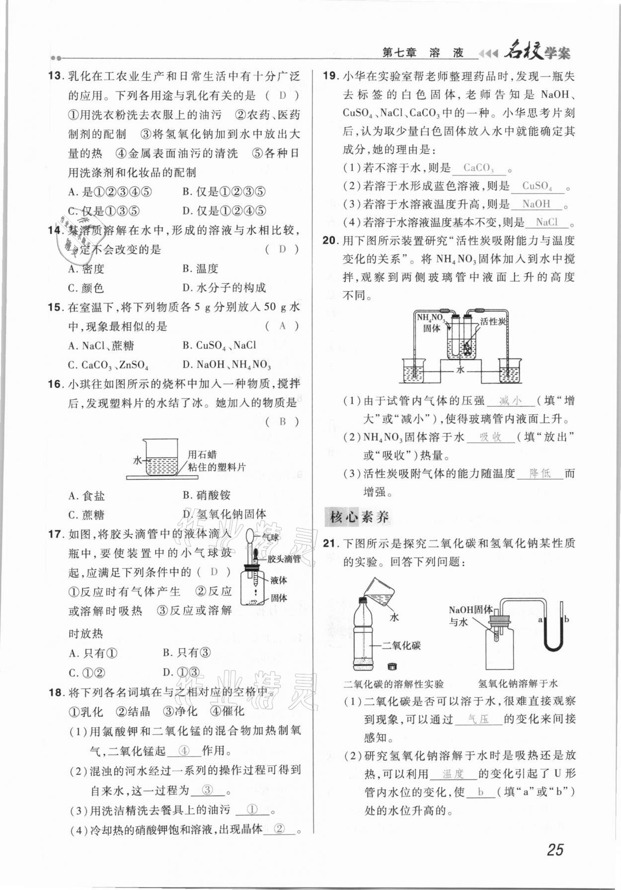 2021年国华作业本名校学案九年级化学下册科粤版 第25页