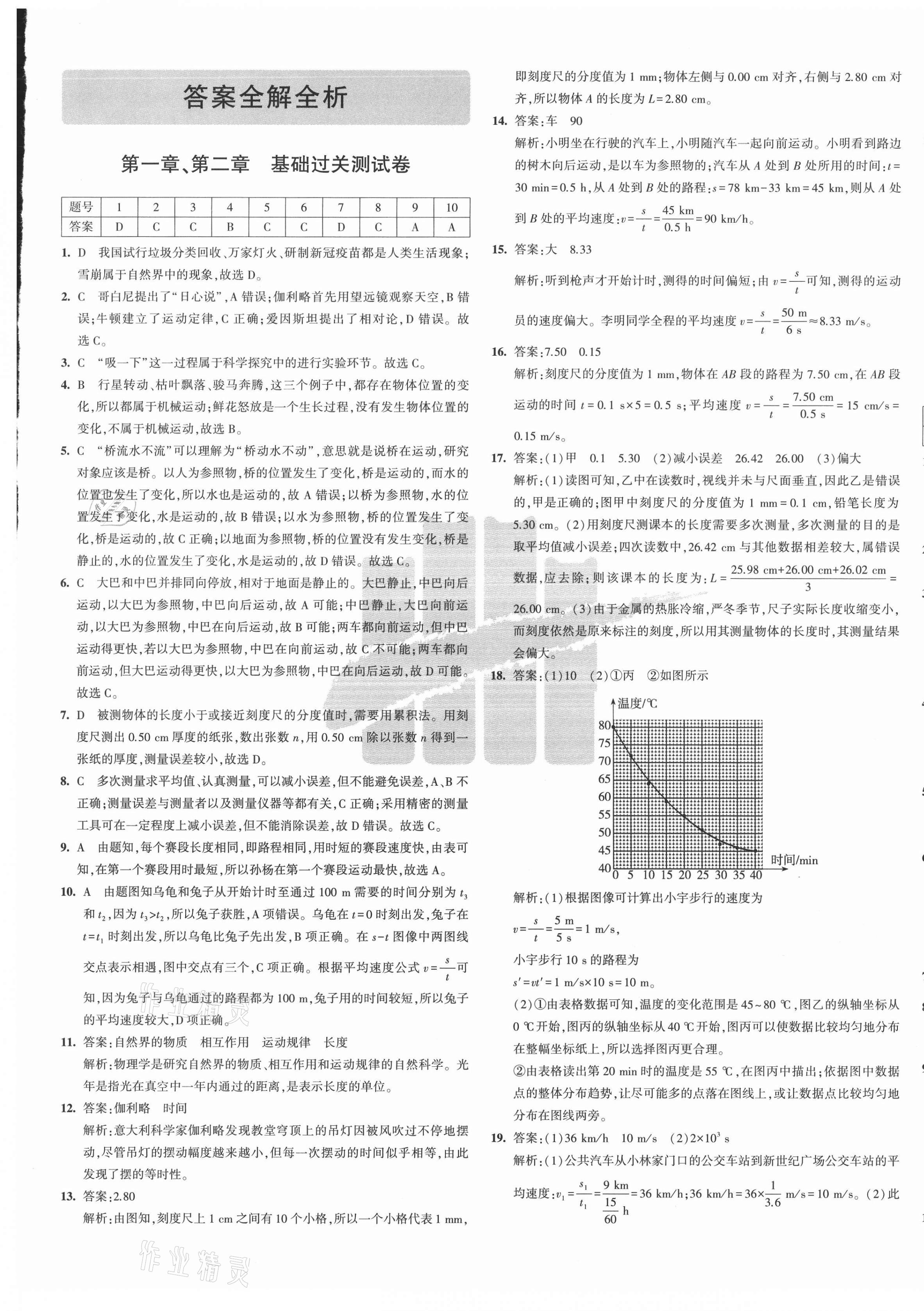 2020年5年中考3年模擬初中試卷八年級物理上冊滬科版 第1頁