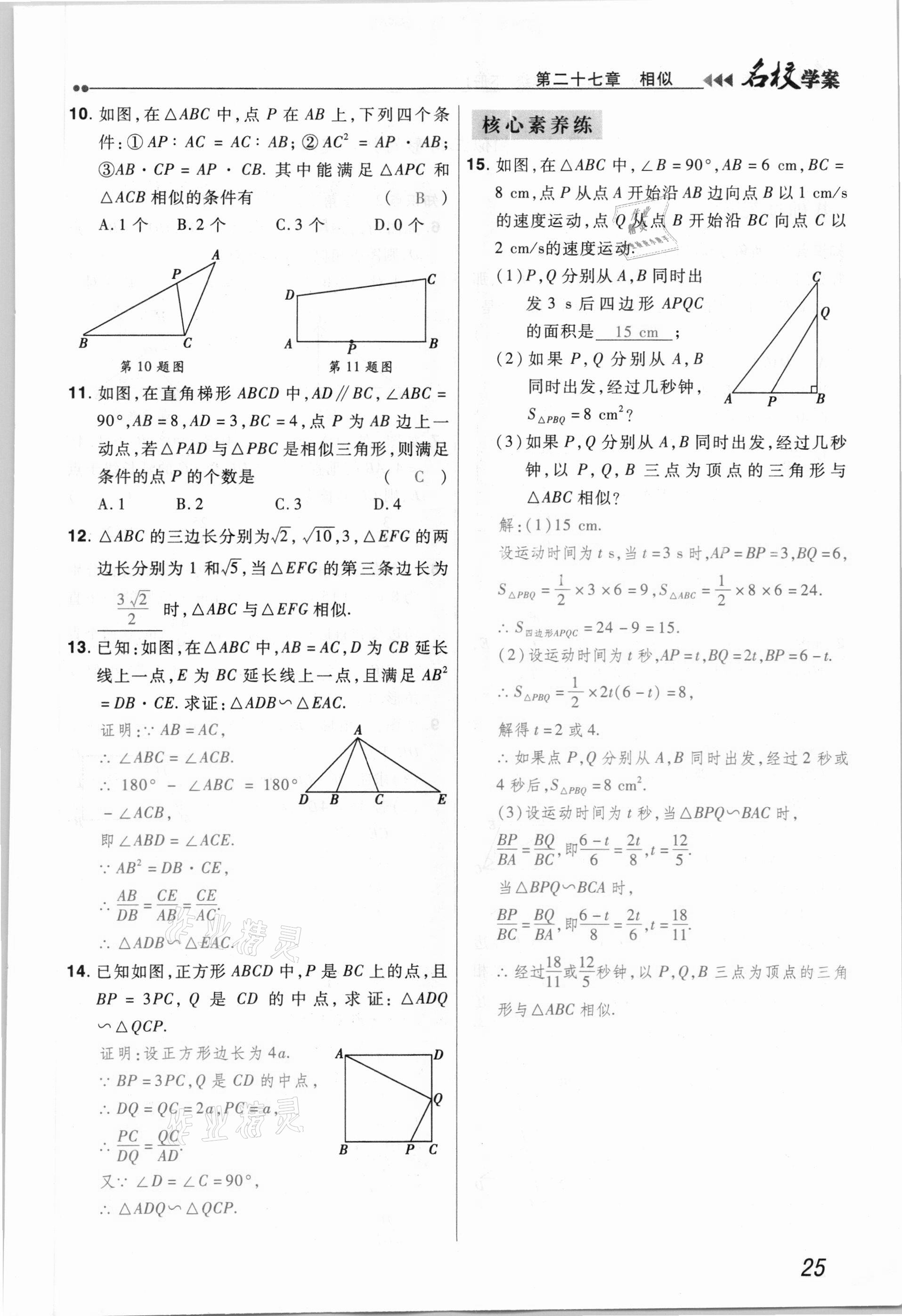 2021年國華作業(yè)本名校學(xué)案九年級數(shù)學(xué)下冊人教版 參考答案第25頁