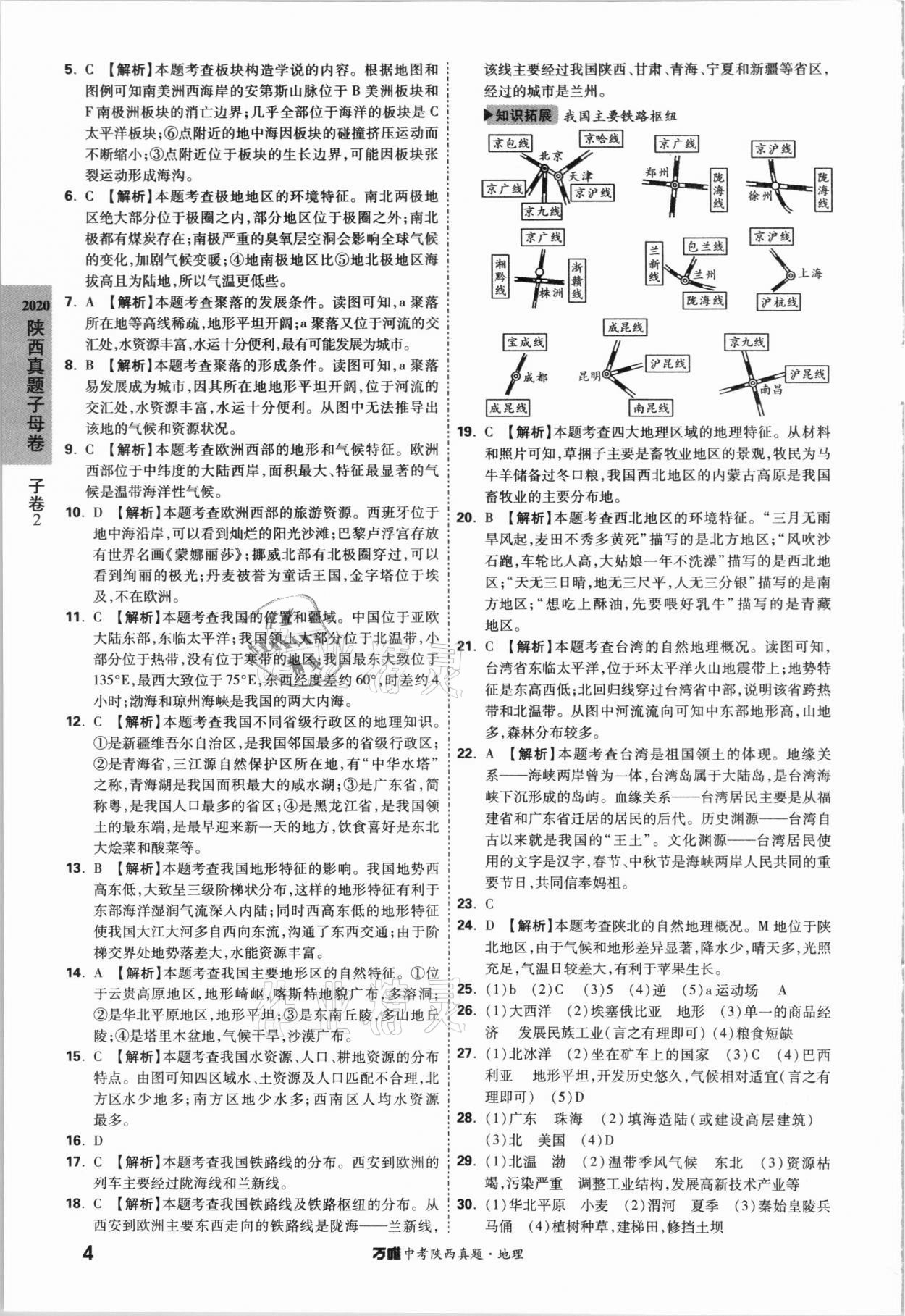 2021年萬(wàn)唯中考陜西真題地理 參考答案第3頁(yè)