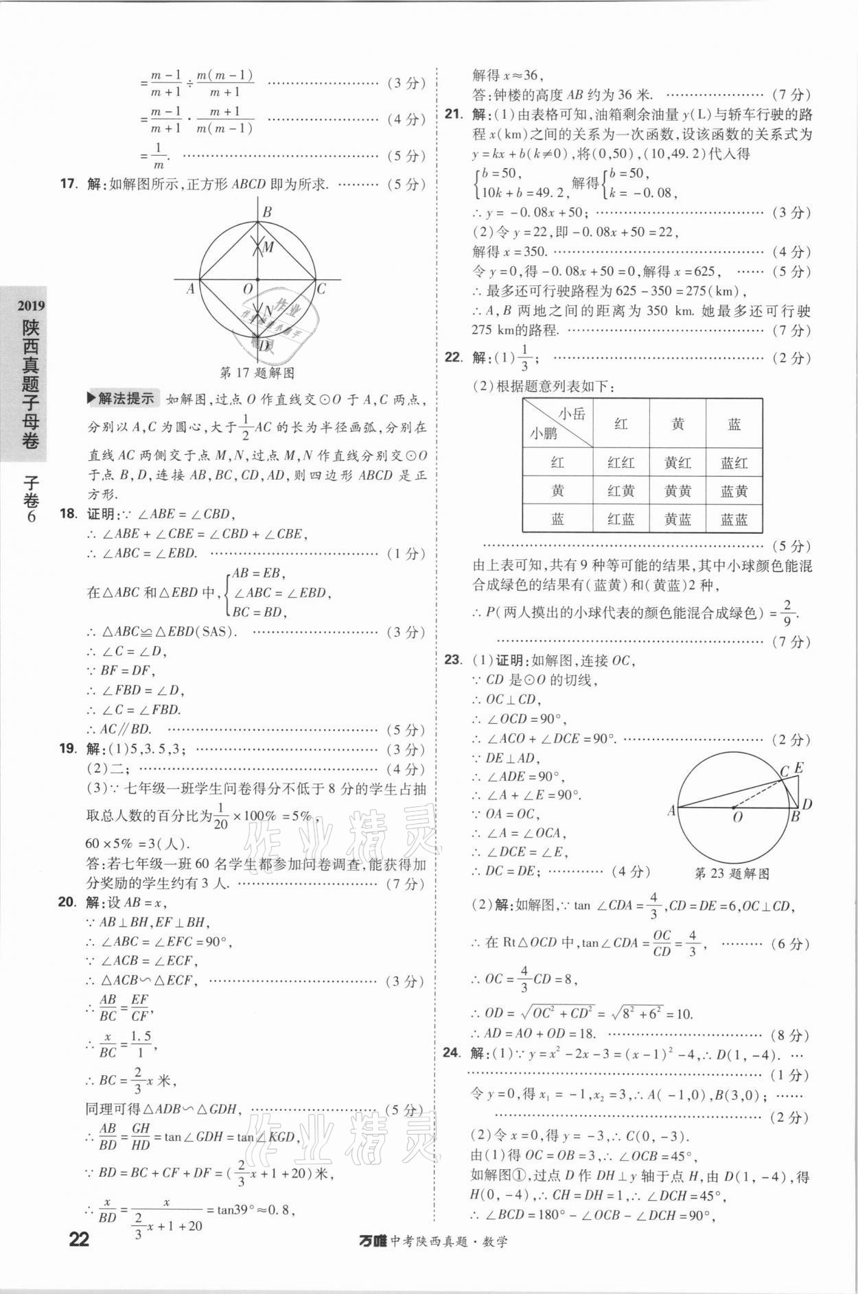 2021年萬唯中考陜西真題數(shù)學(xué) 第22頁