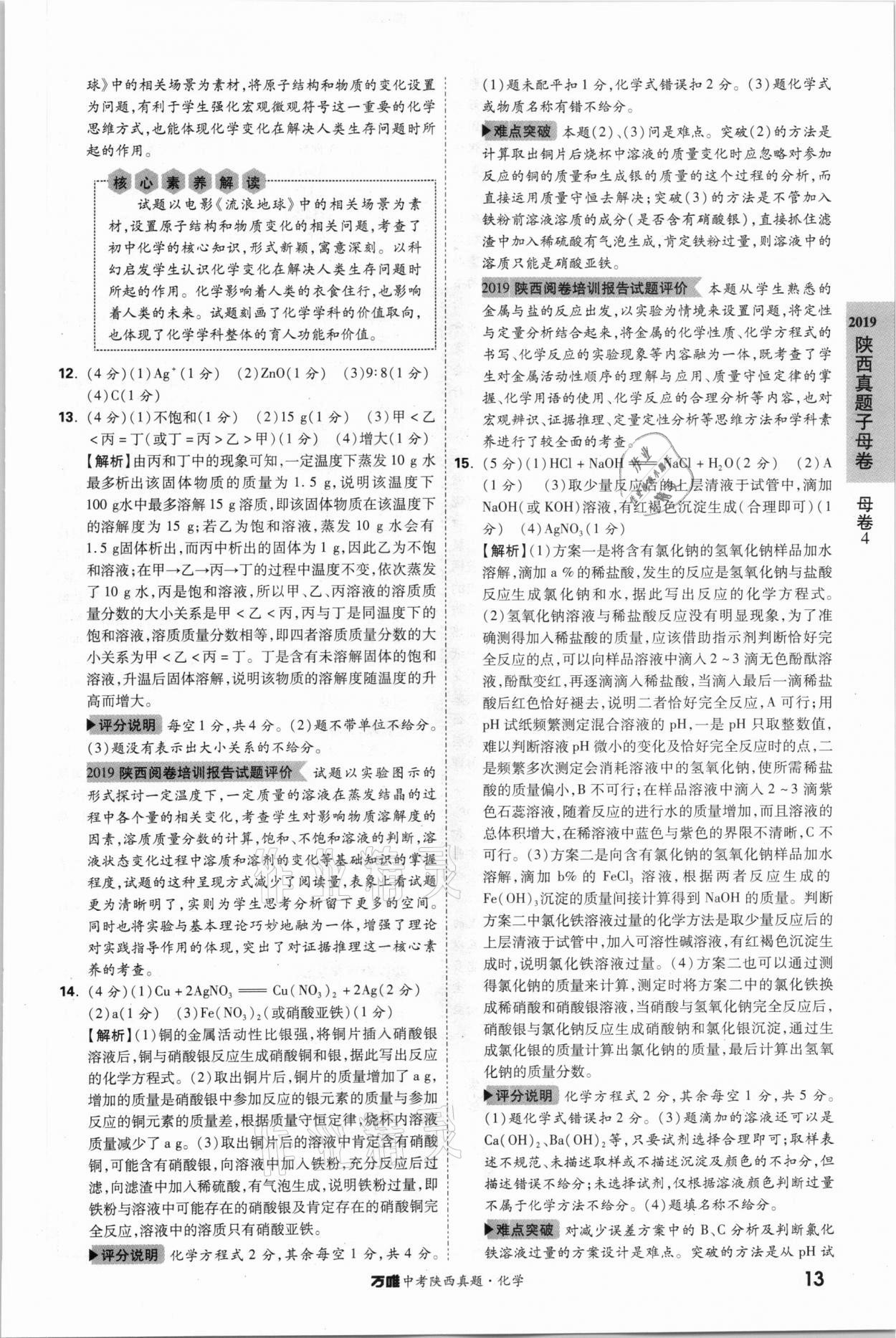 2021年萬唯中考陜西真題化學 第13頁