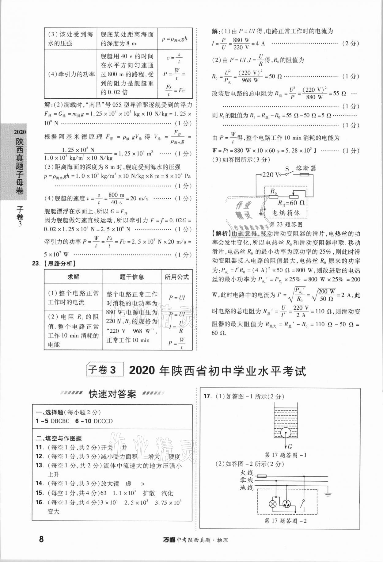 2021萬唯中考陜西真題物理 第8頁
