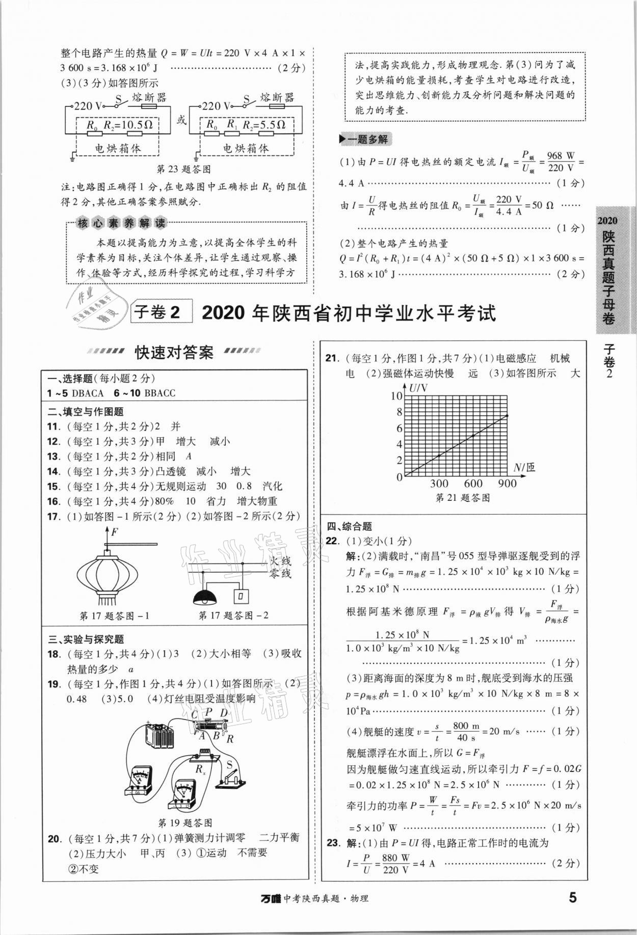 2021萬唯中考陜西真題物理 第5頁