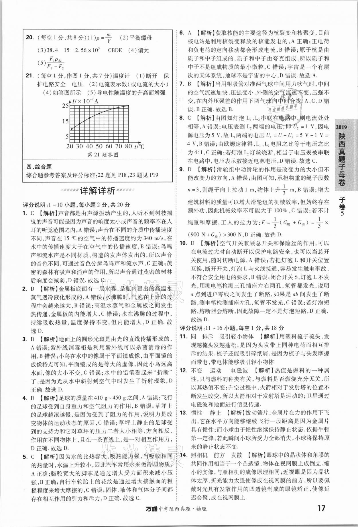 2021萬唯中考陜西真題物理 第17頁
