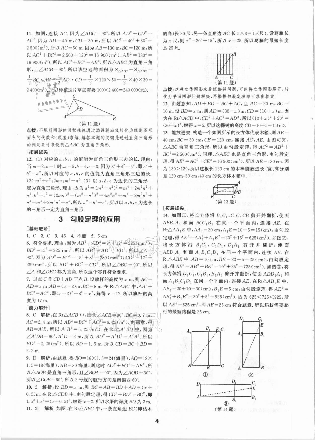 2020年拔尖特訓(xùn)八年級數(shù)學(xué)上冊北師大版 參考答案第3頁