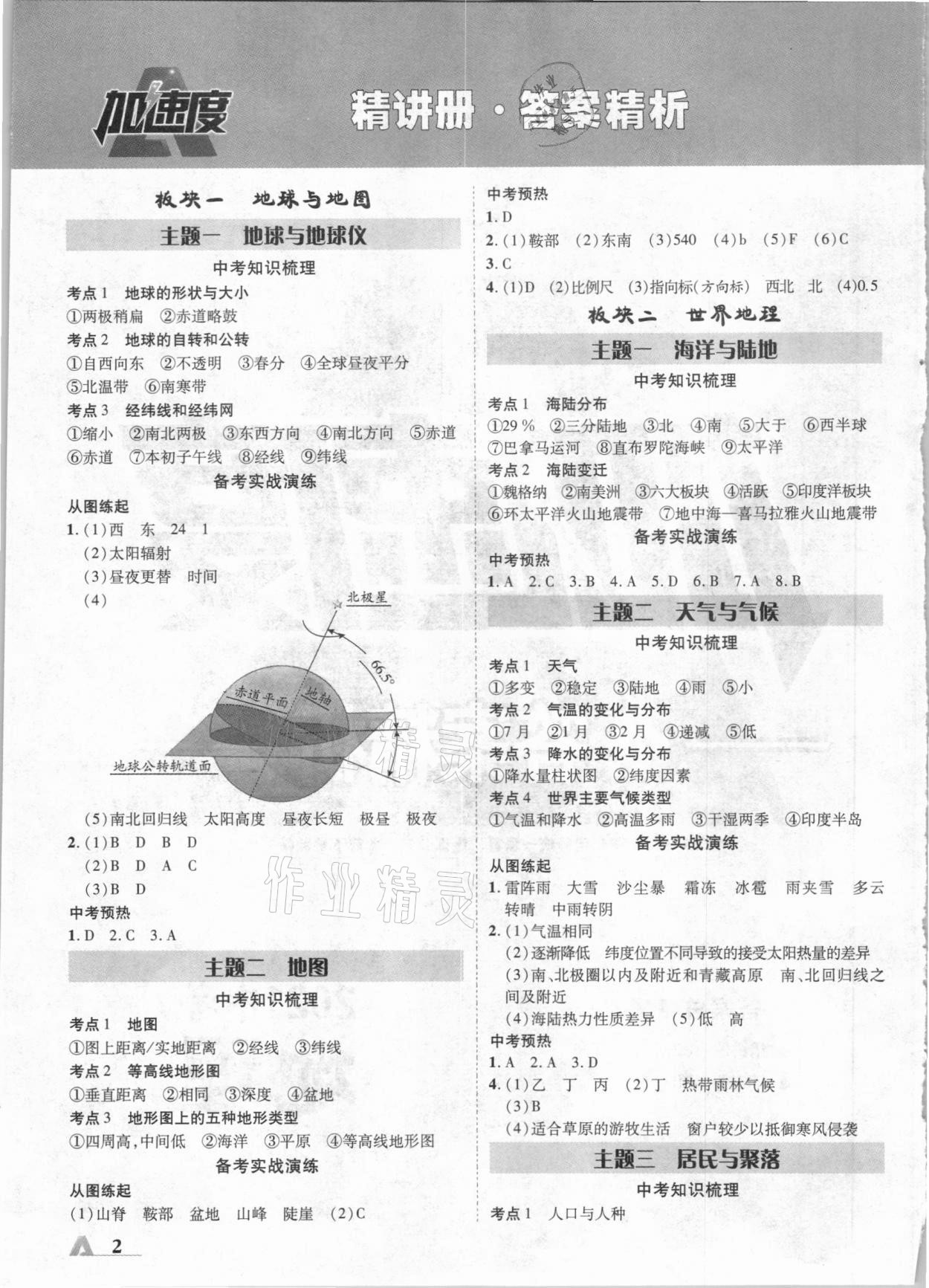 2021年卓文书业加速度地理陕西 参考答案第1页