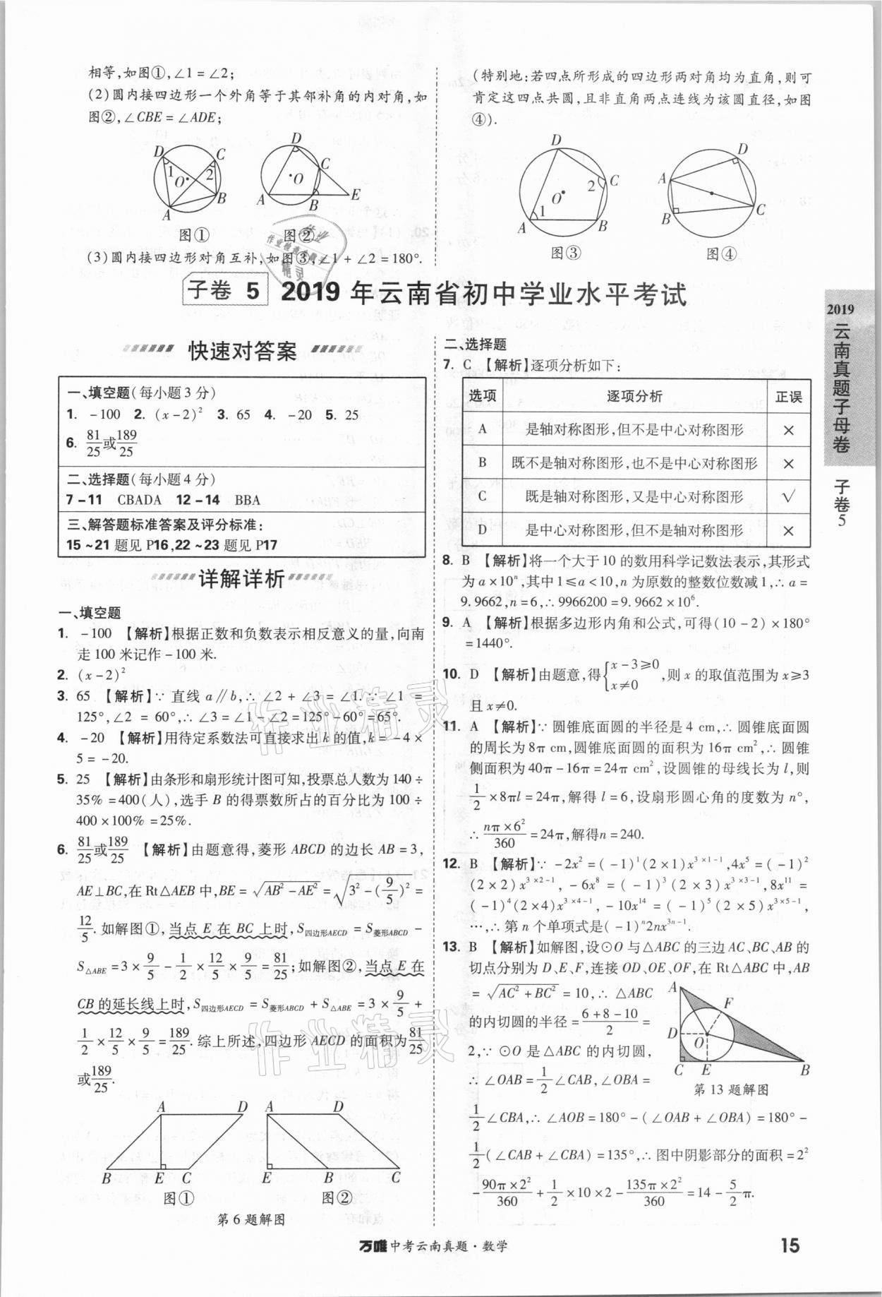 2021年萬唯中考云南真題數(shù)學 參考答案第15頁